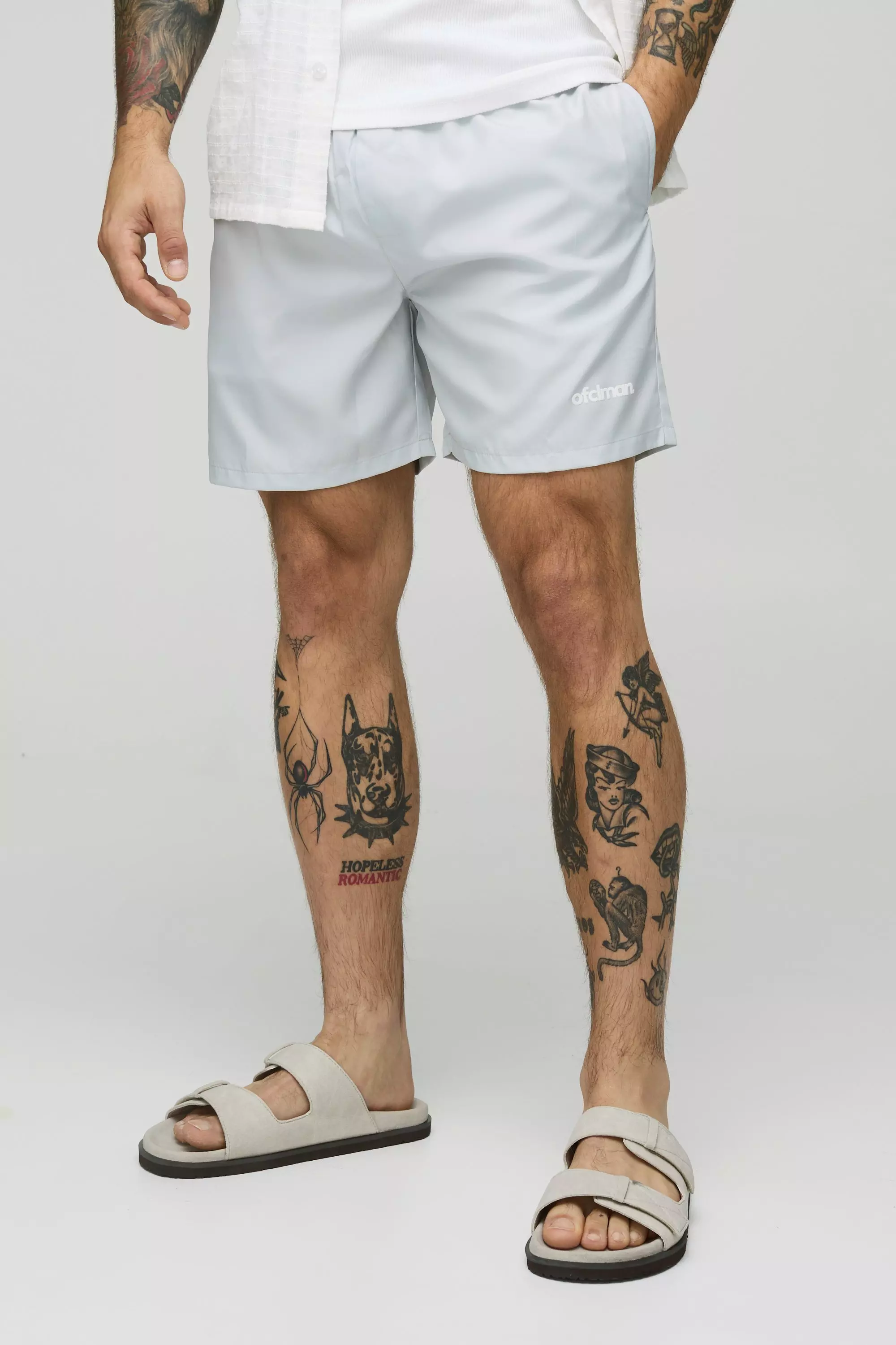 Grey Mid Length Official Man Branded Swim Shorts alternative image