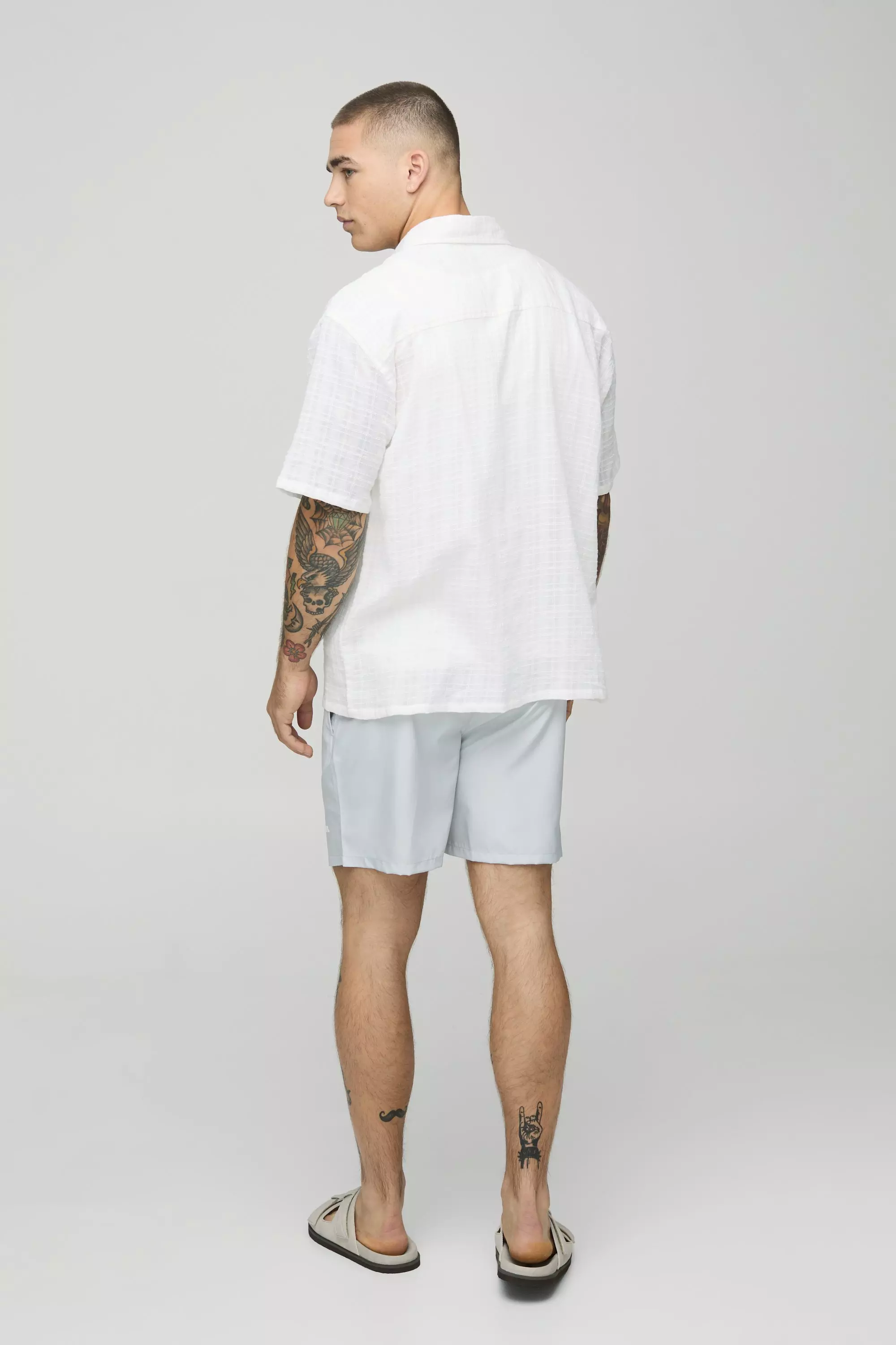 Grey Mid Length Official Man Branded Swim Shorts alternative image