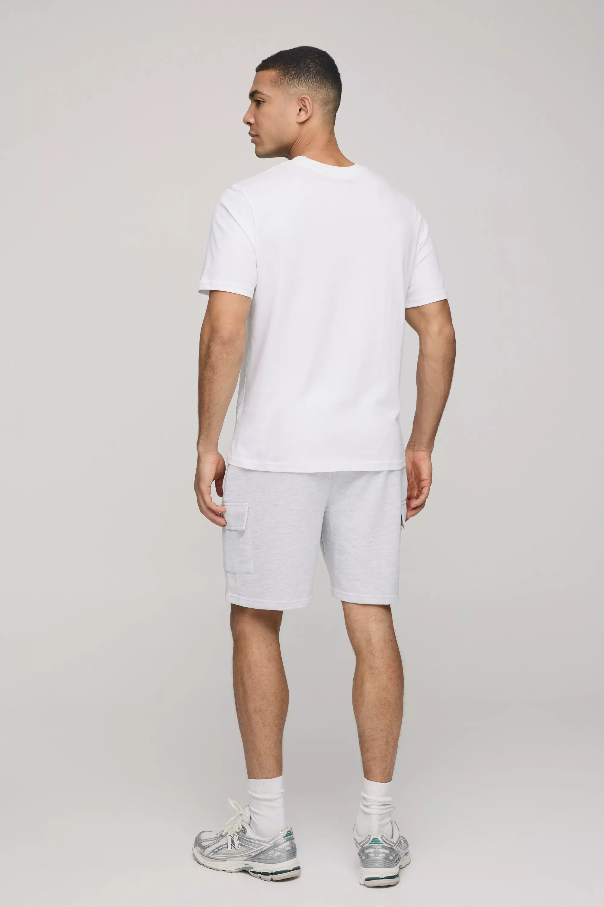 Regular Fit Basic Cargo T-Shirt and Short Set | boohooMAN USA