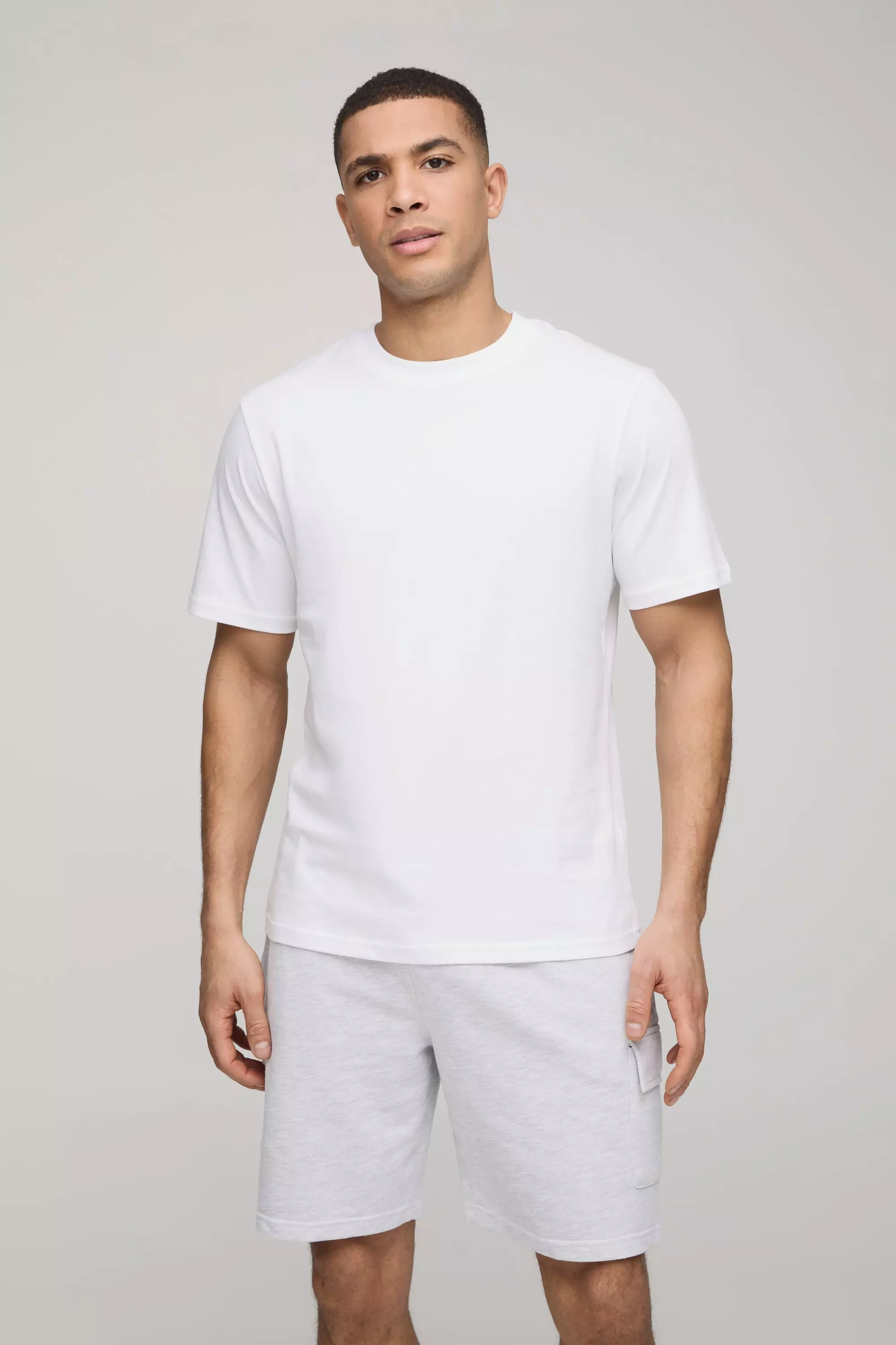 Regular Fit Basic Cargo T-Shirt and Short Set | boohooMAN USA
