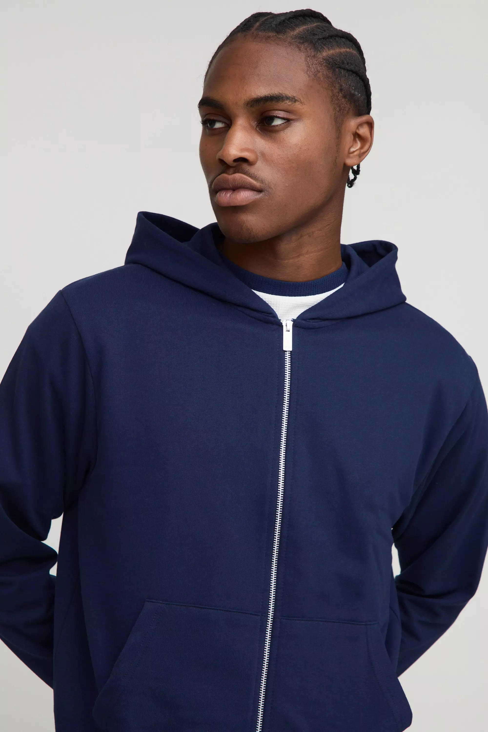 260GSM Loopback Basic Regular Fit Zip Through Hoodie and Relaxed Fit Short Set | boohooMAN USA