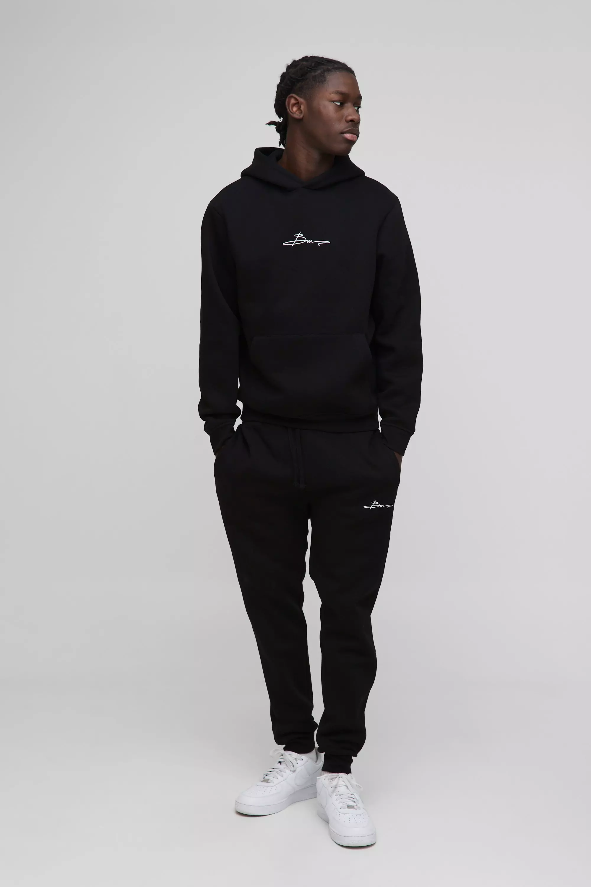 Regular Fit 330gsm BM Signature Hooded Tracksuit Black
