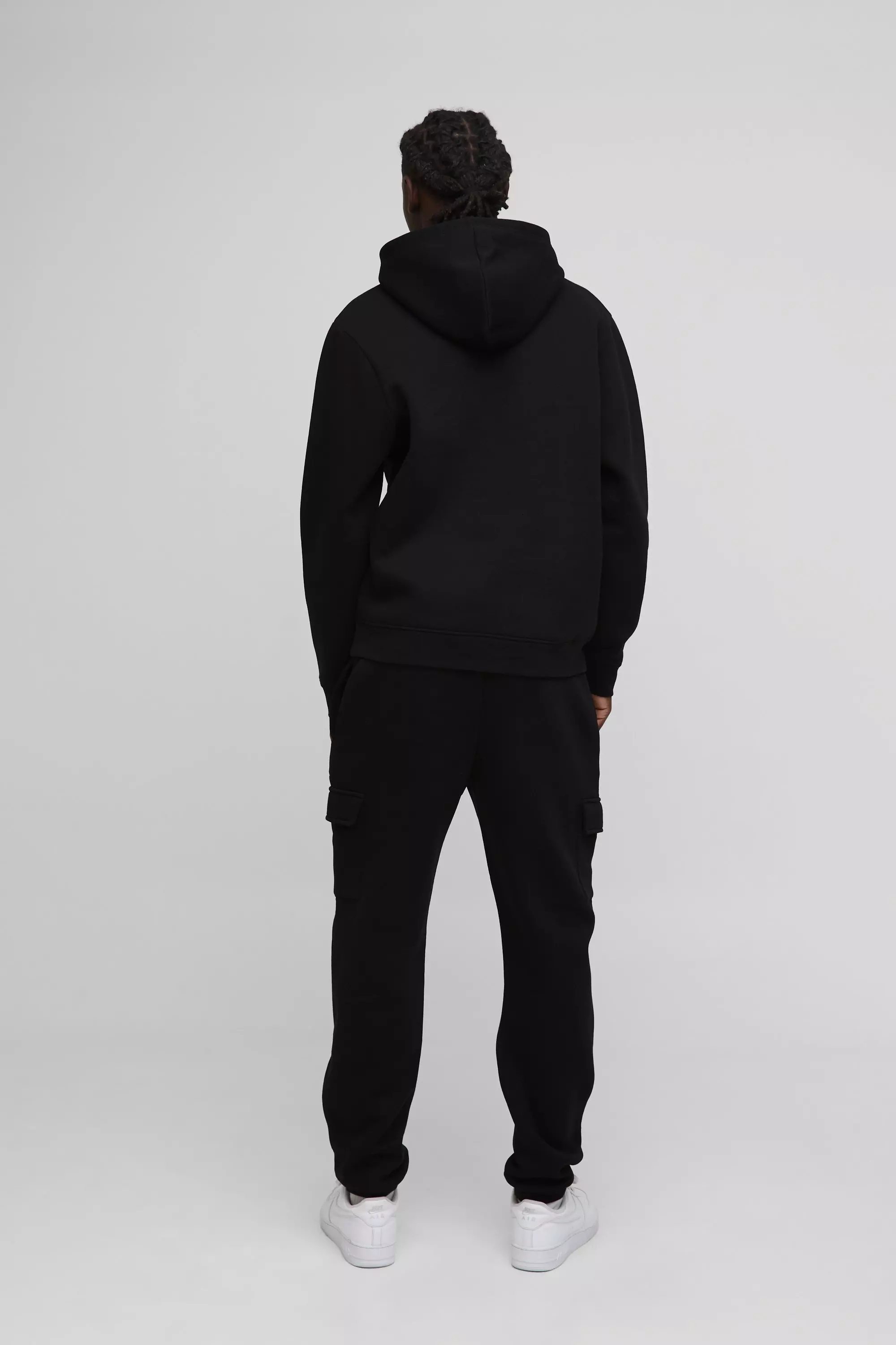 Regular Fit BM Signature Hooded Cargo Tracksuit | boohooMAN AU