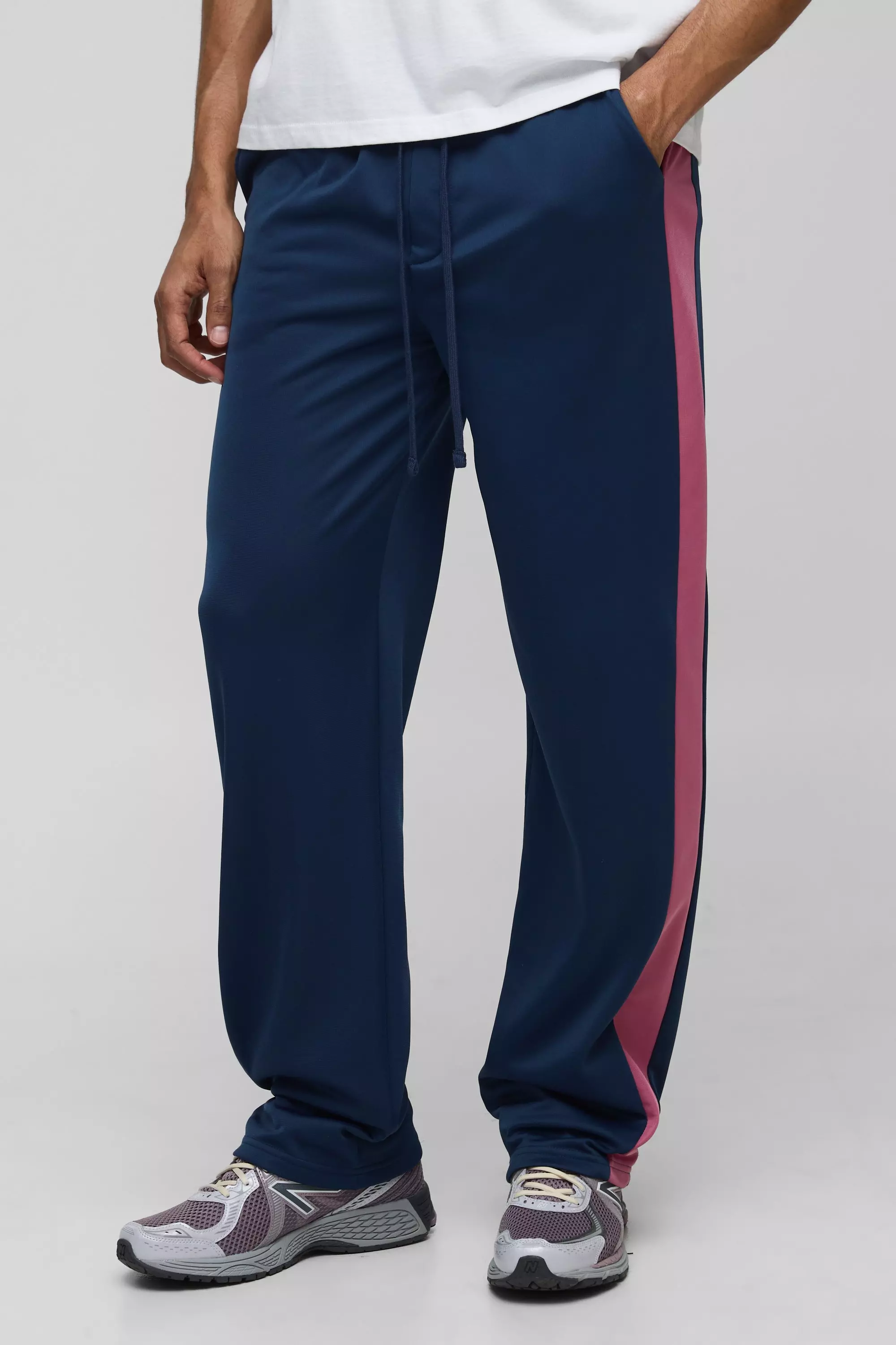 Navy Elasticated Waist Relaxed Fit Side Panel Track Pants alternative image