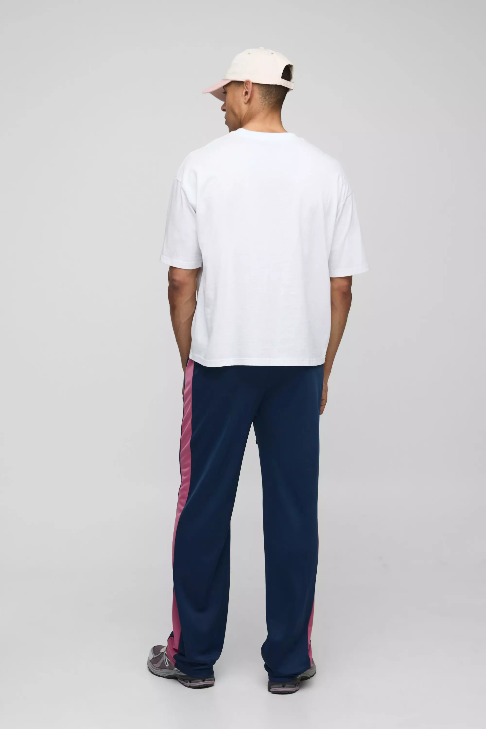 Navy Elasticated Waist Relaxed Fit Side Panel Track Pants alternative image