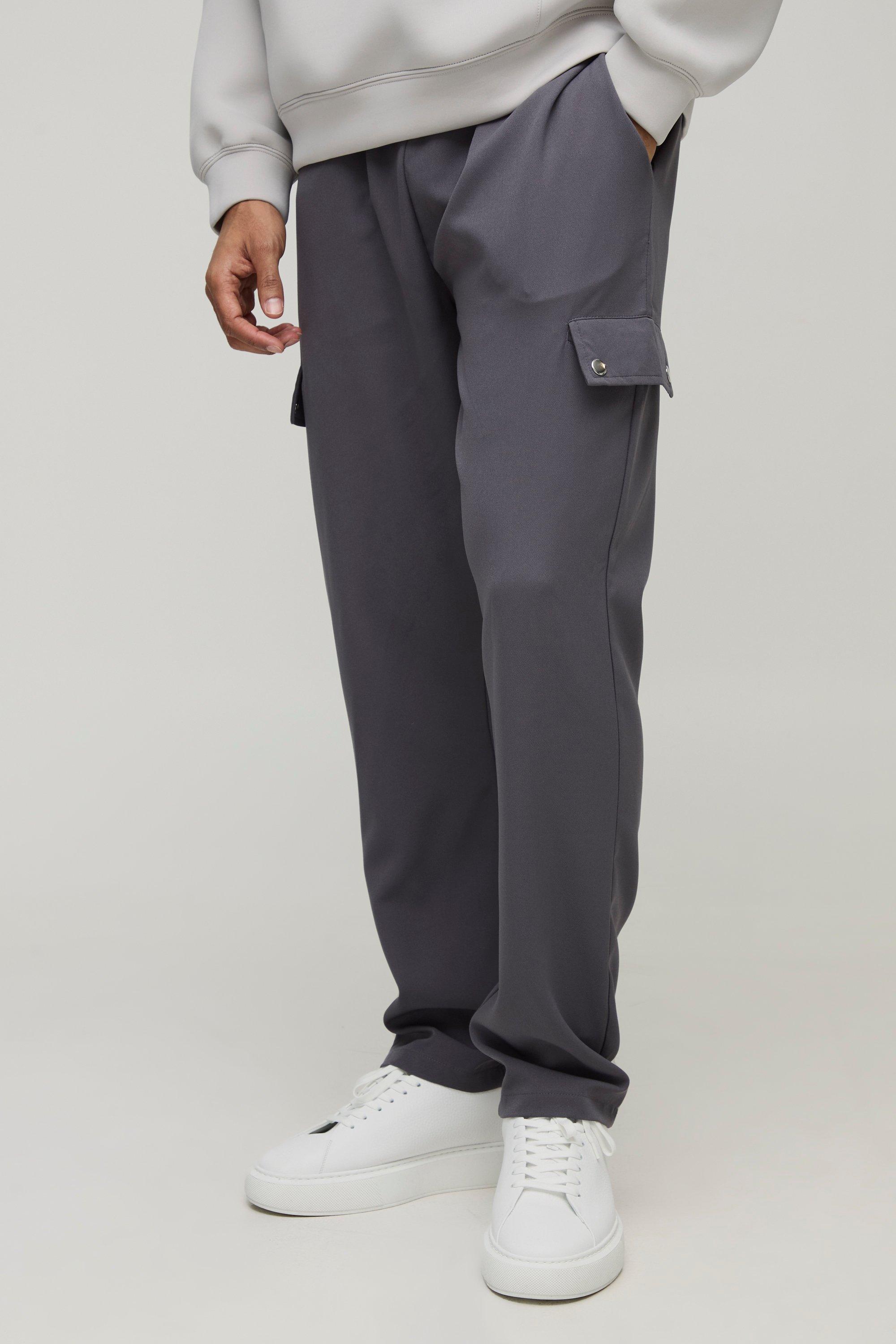 Men's Charcoal Cargo Pants | boohooMAN USA