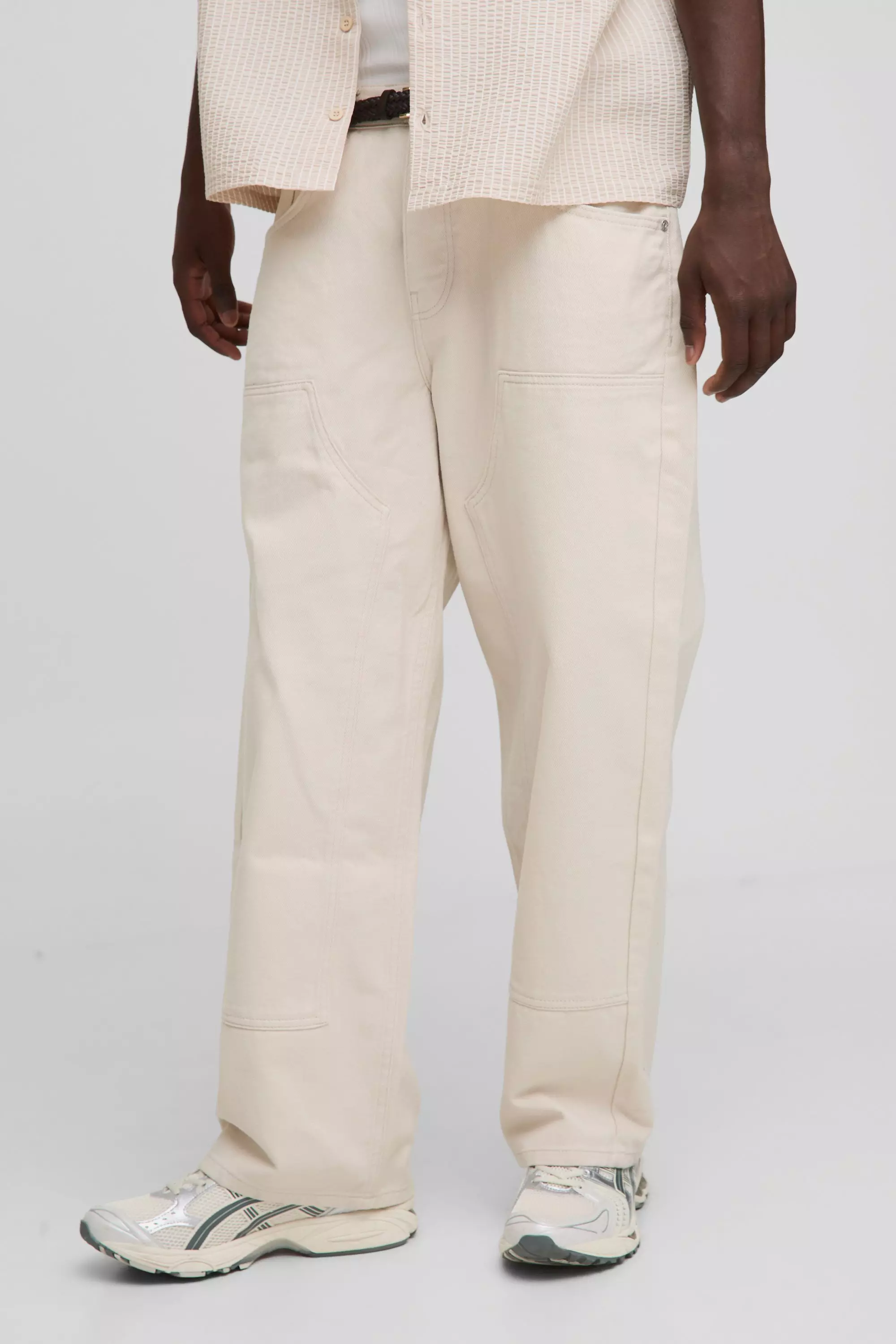 Baggy Fit Ecru Carpenter Jeans Ecru