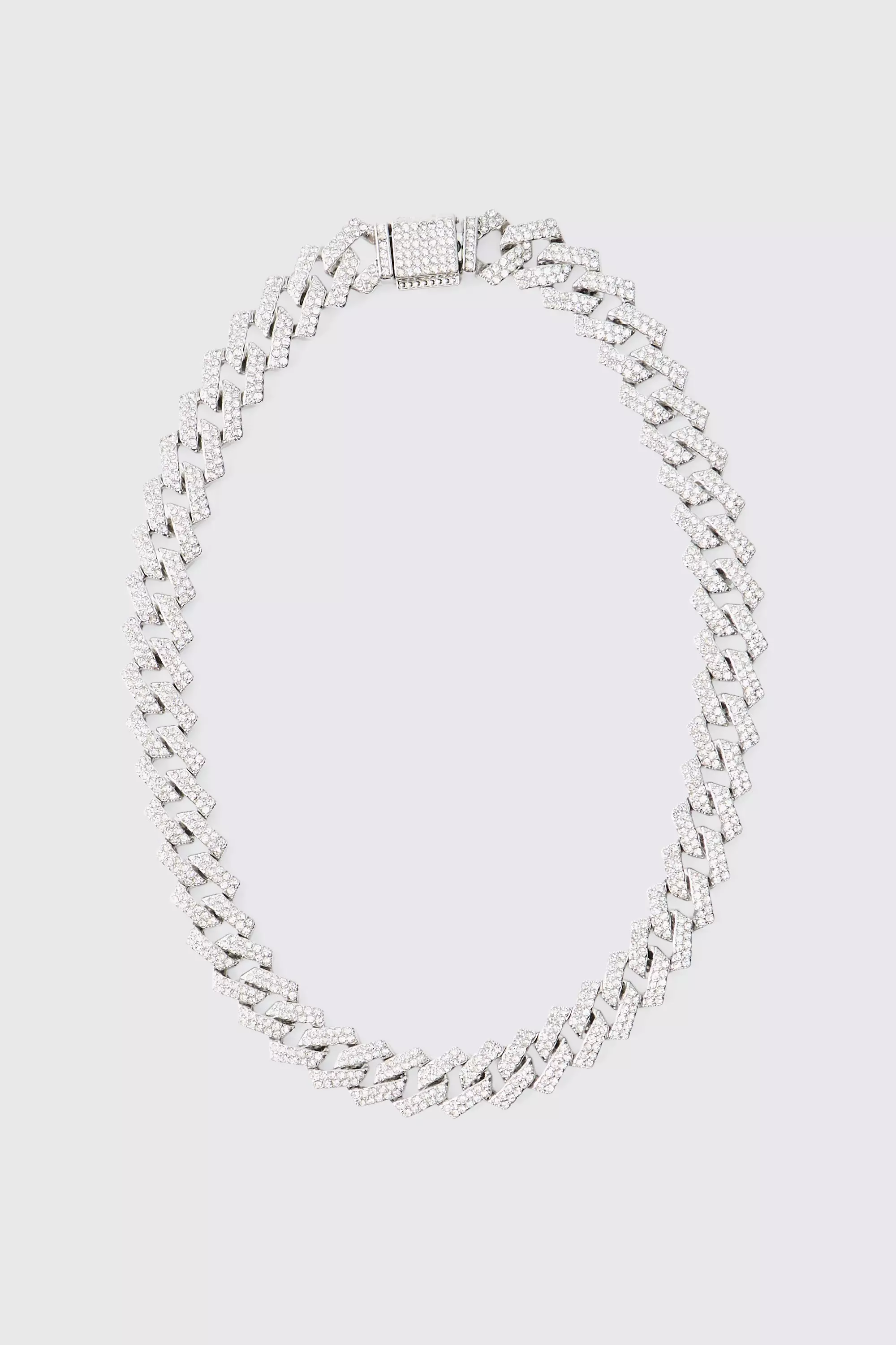 Collier cubain entièrement strassé, Silver autre image