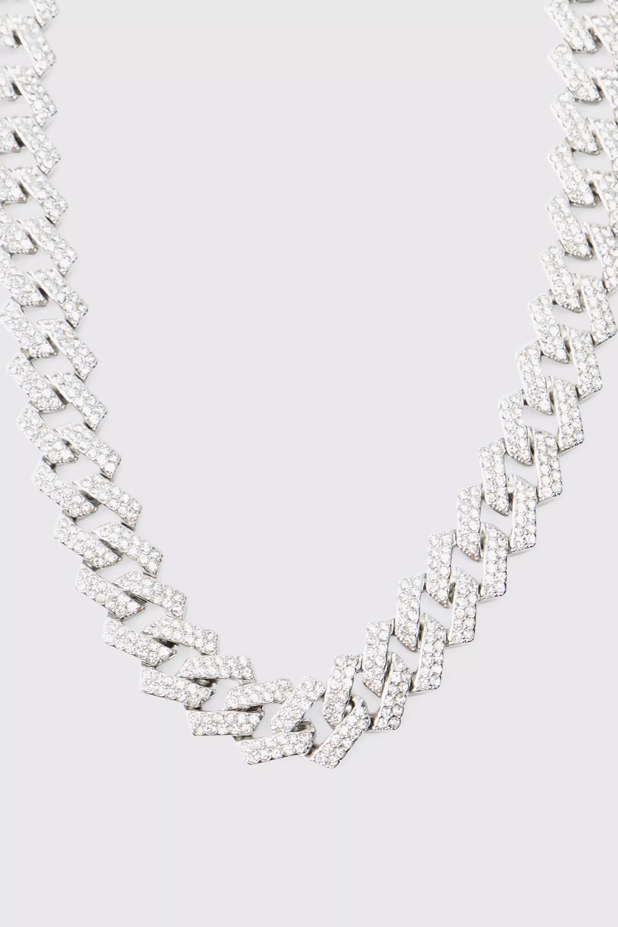 Collier cubain entièrement strassé, Silver autre image
