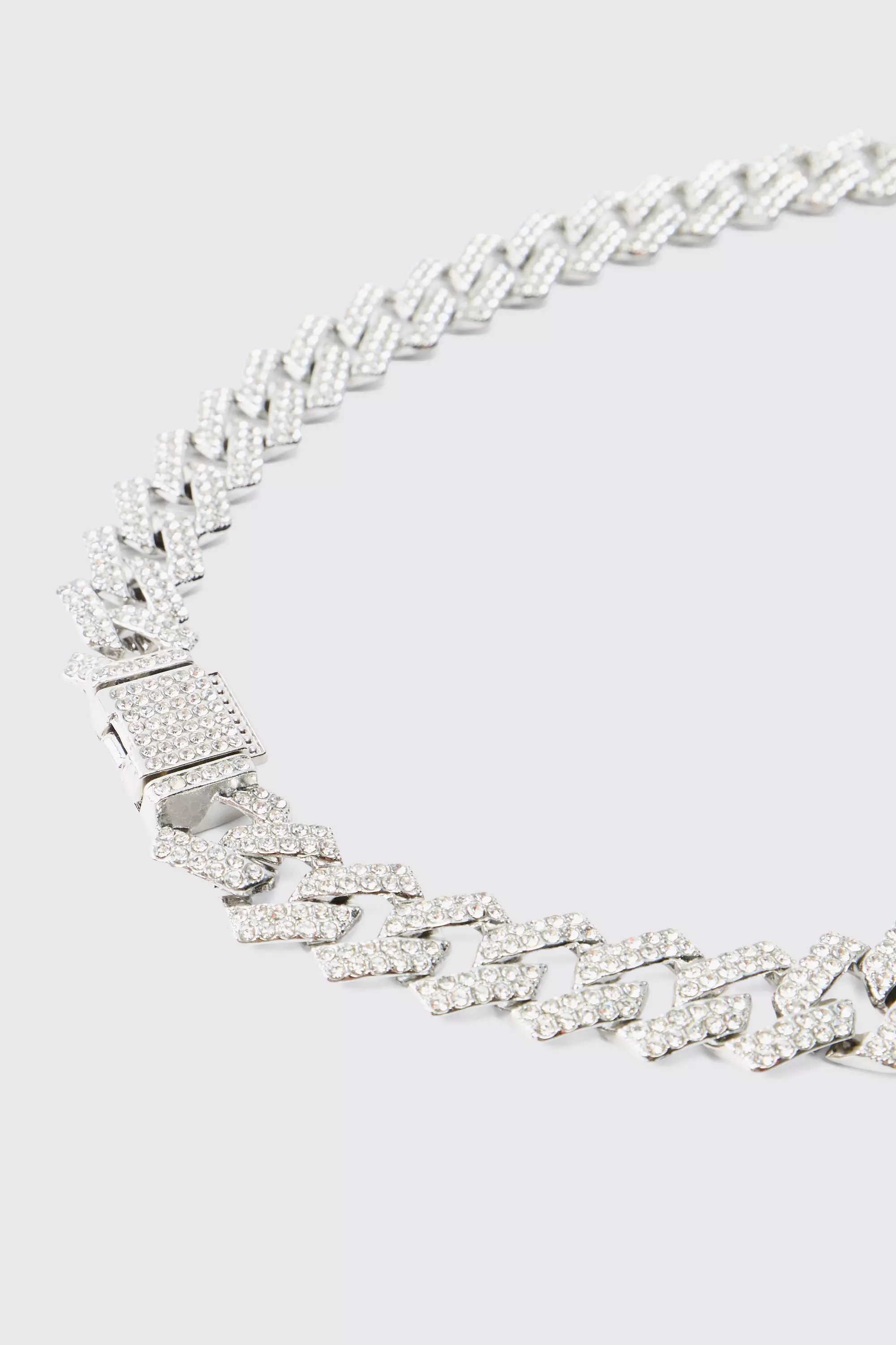 Collier cubain entièrement strassé, Silver autre image