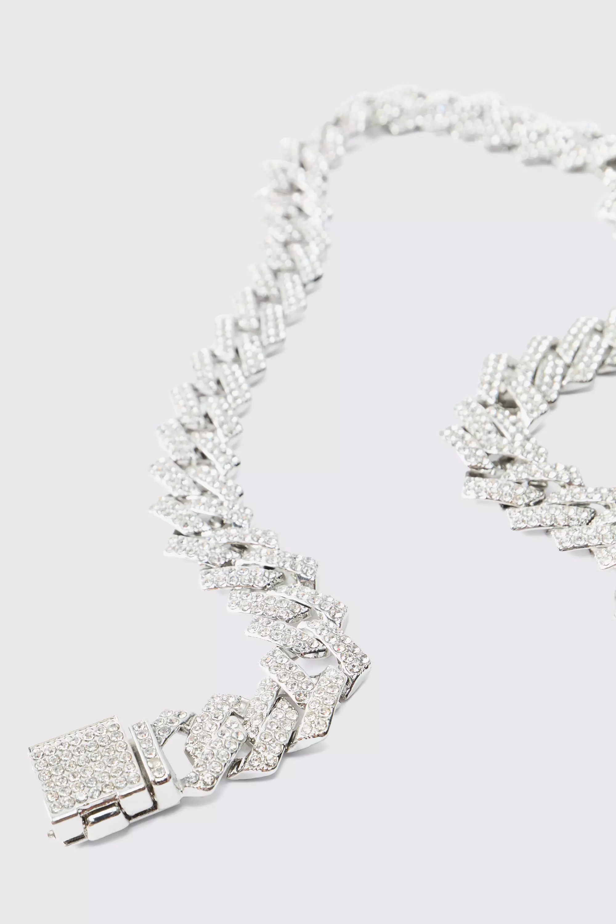 Collier cubain entièrement strassé, Silver autre image