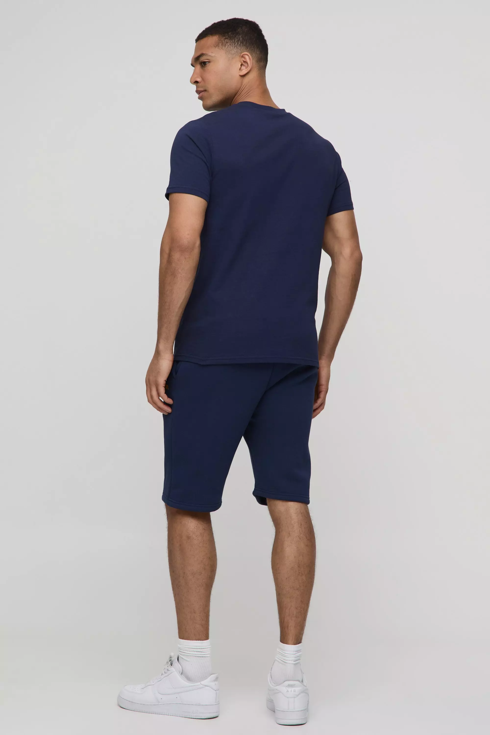 Navy Slim Fit Man Panelled  T-Shirt and Short Set alternative image