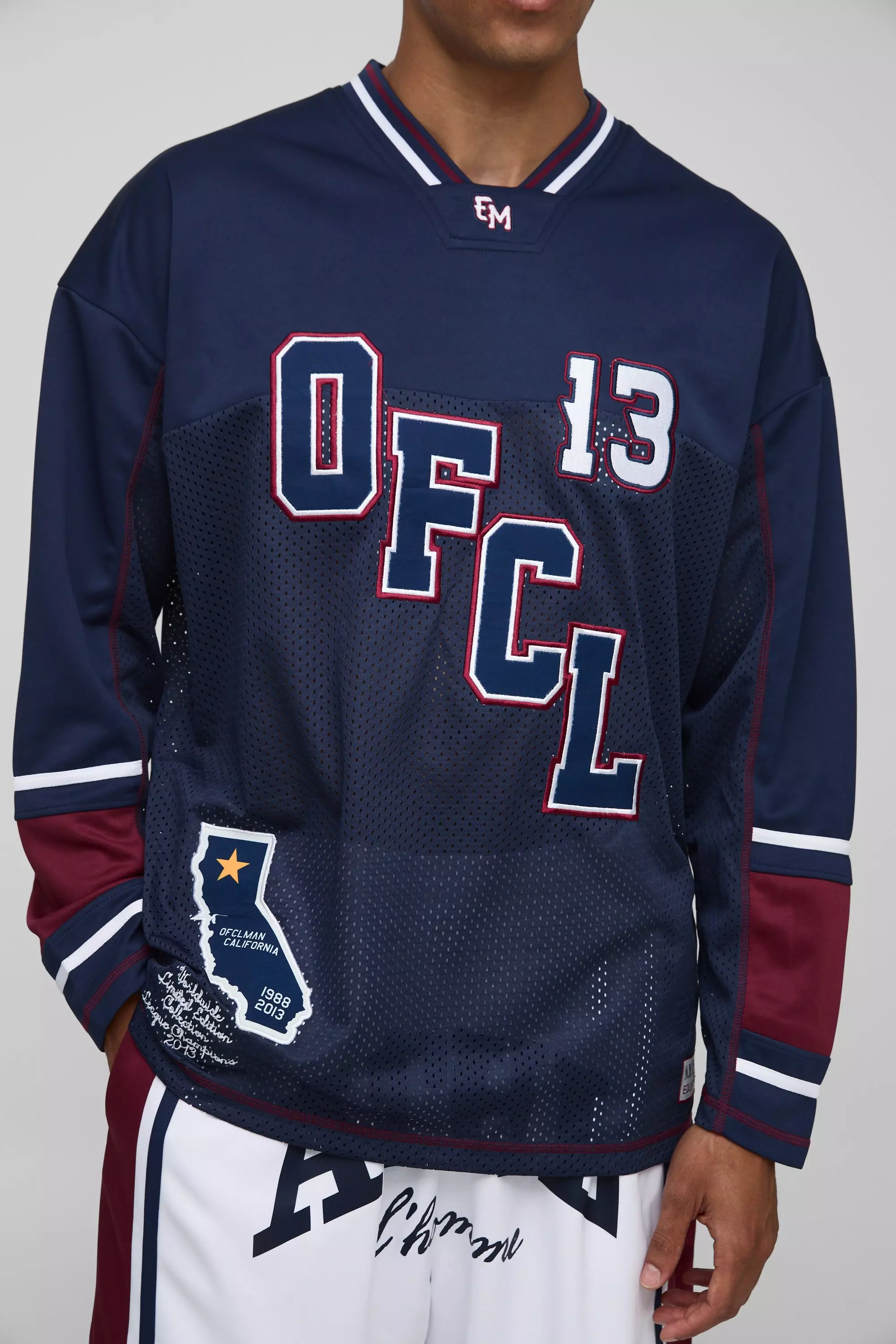 Oversized Ofcl Mesh Hockey Top | boohooMAN USA