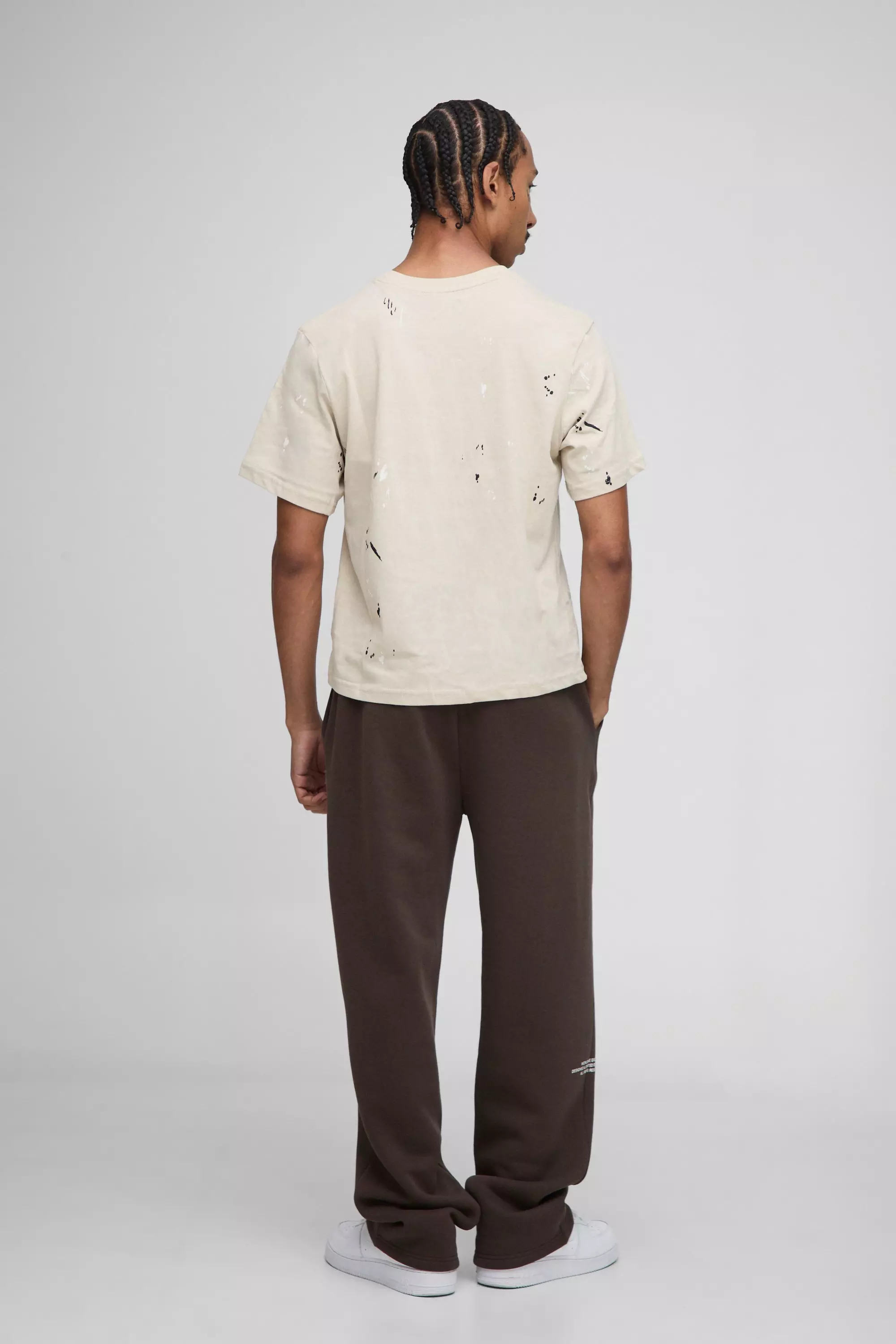 Boxy 13 Embroidered Paint Splatter T-Shirt | boohooMAN USA