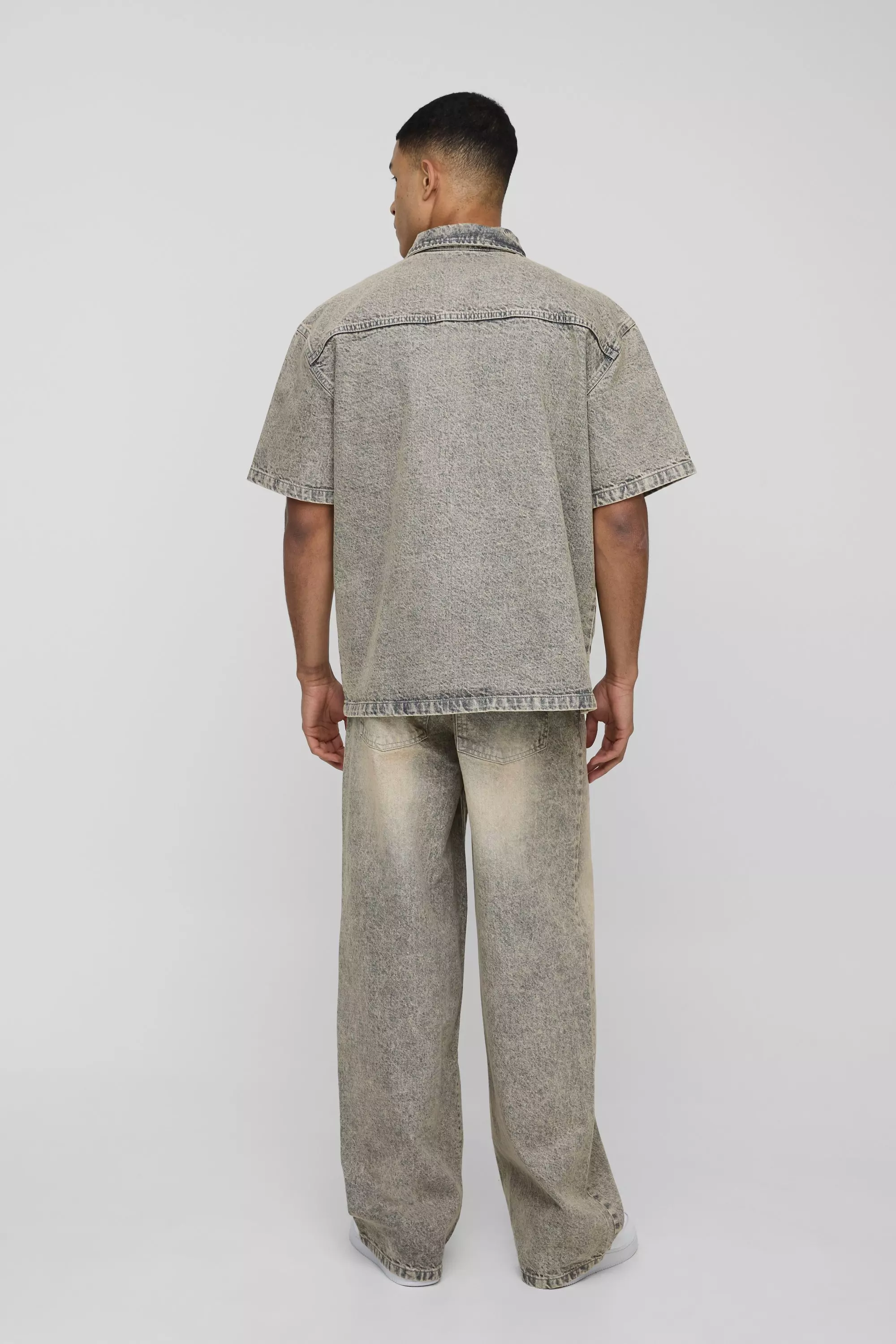 Tall Pleated Washed Baggy Jeans | boohooMAN USA