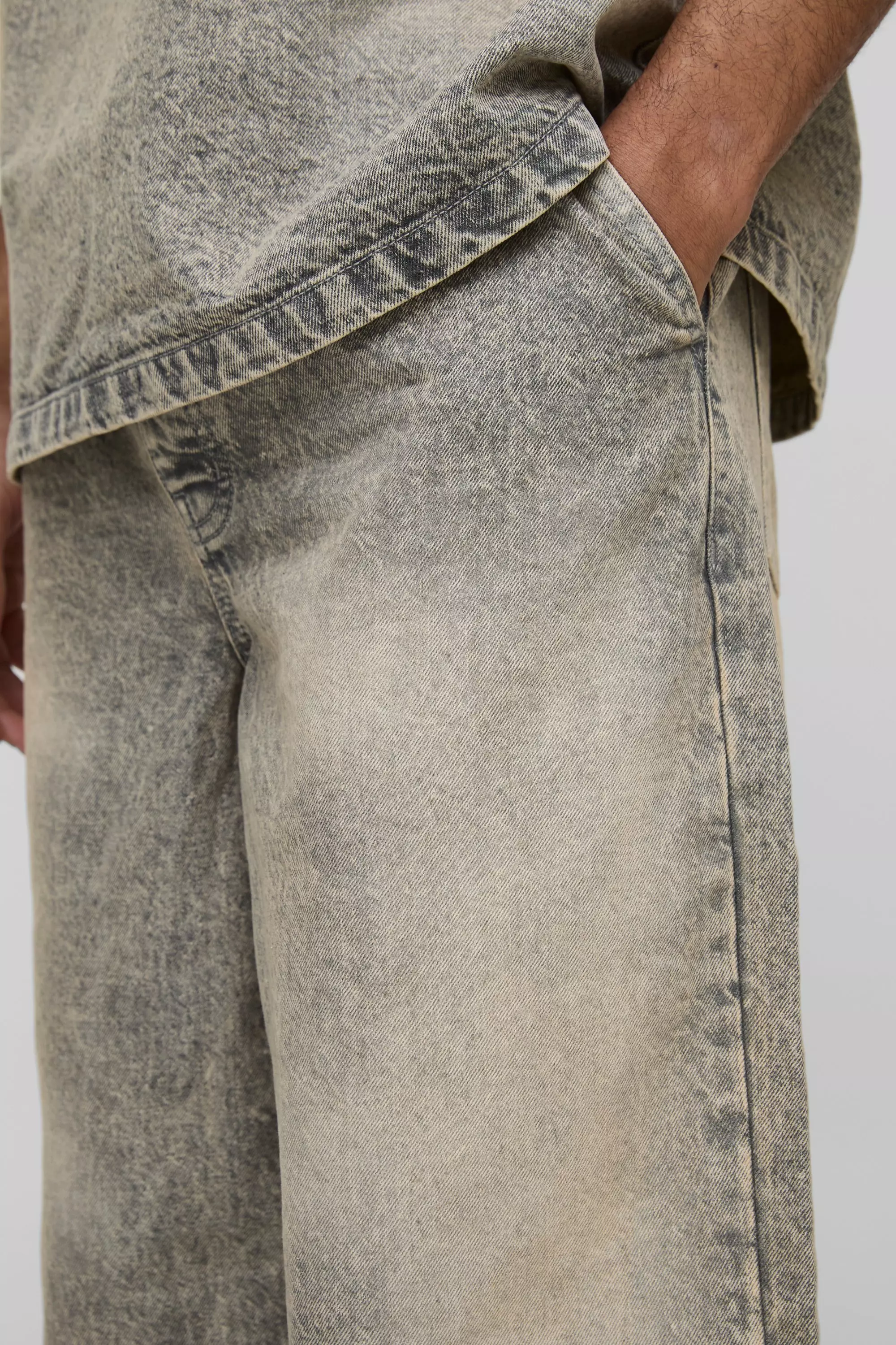Tall Pleated Washed Baggy Jeans | boohooMAN USA