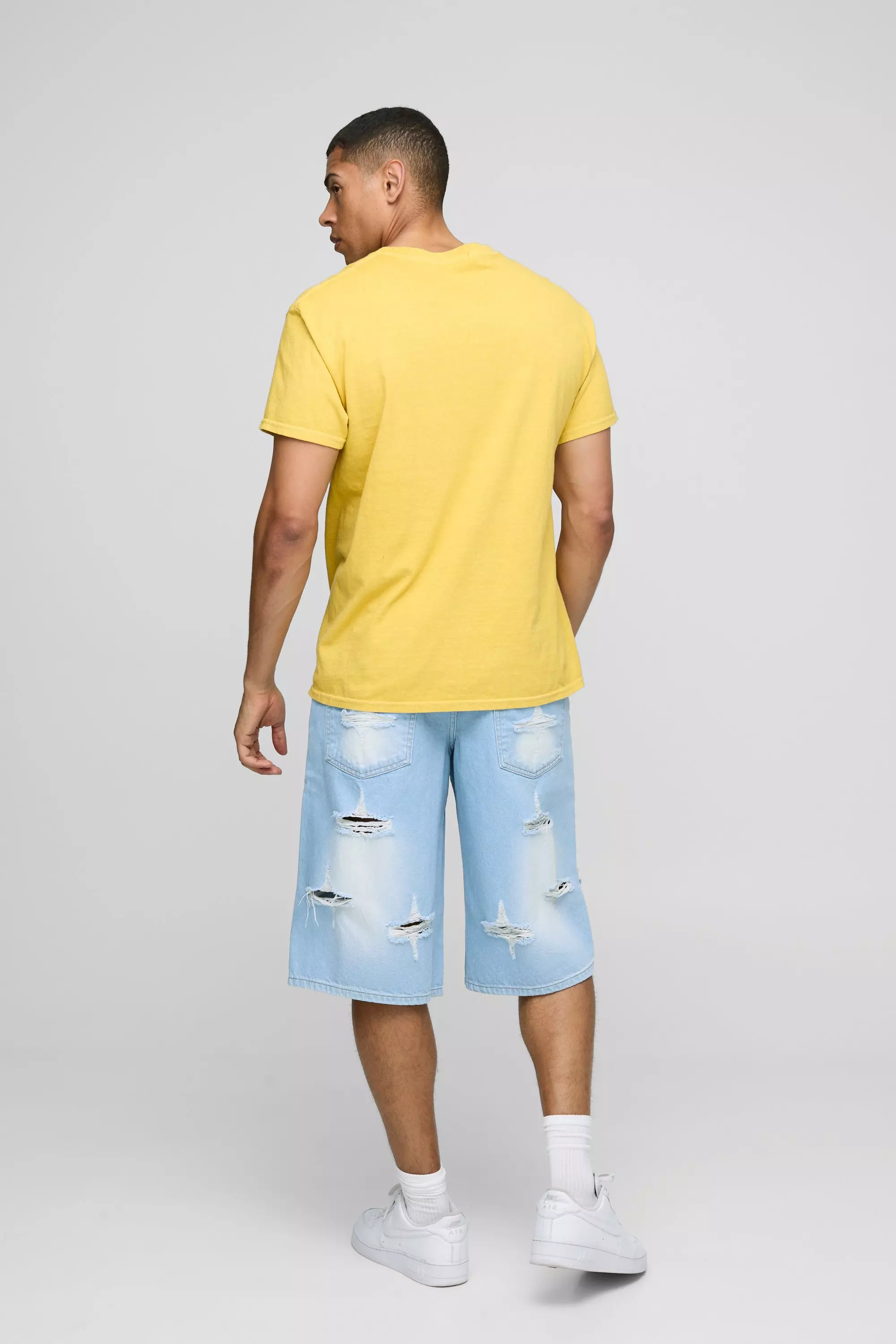 Rigid Star Distressed Jorts In Ice Blue alternative image