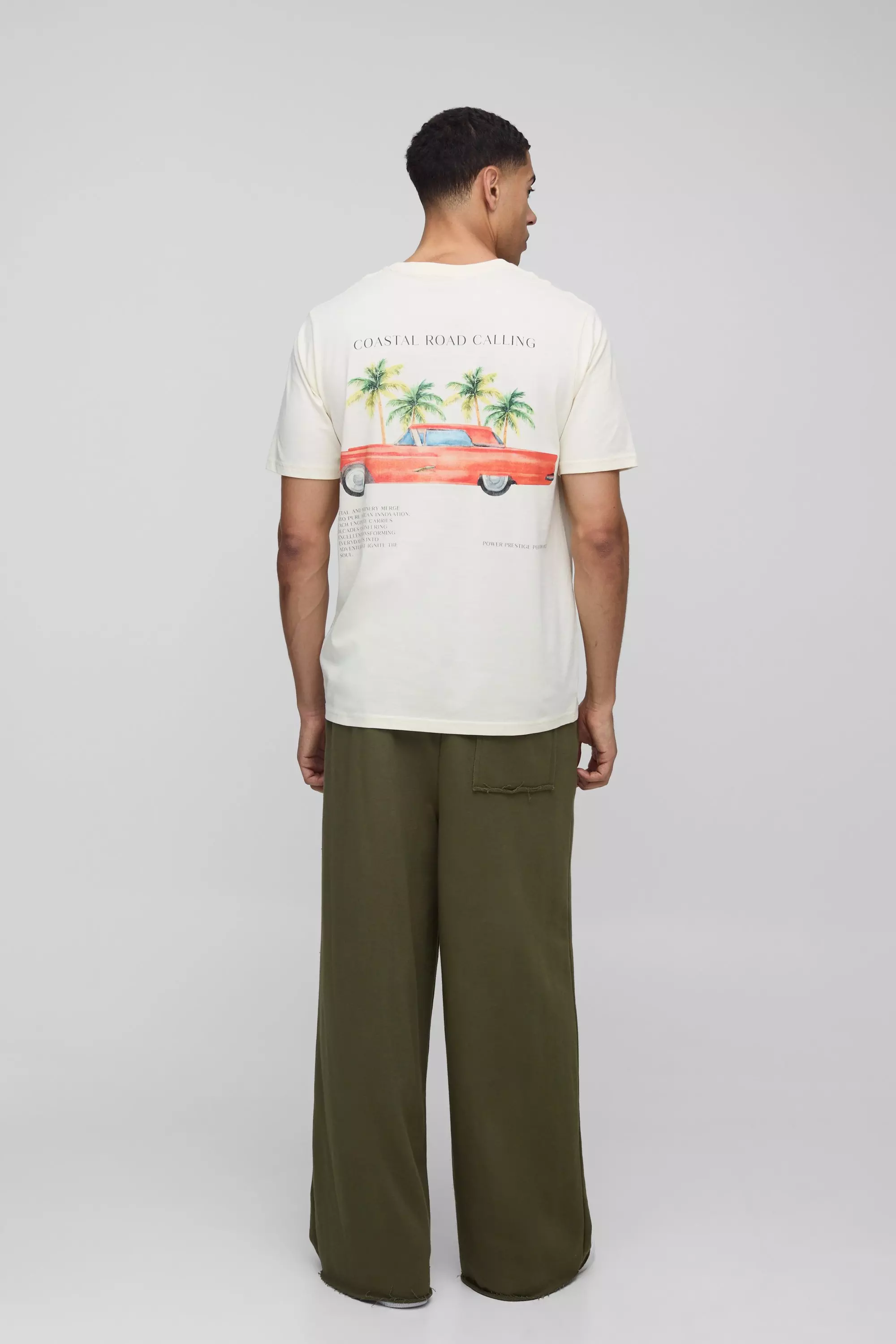 【boohoo】Palm Tree プリント Tシャツ Regular Fit Regular Fit Palm Tree Vintage Car Print Tree T