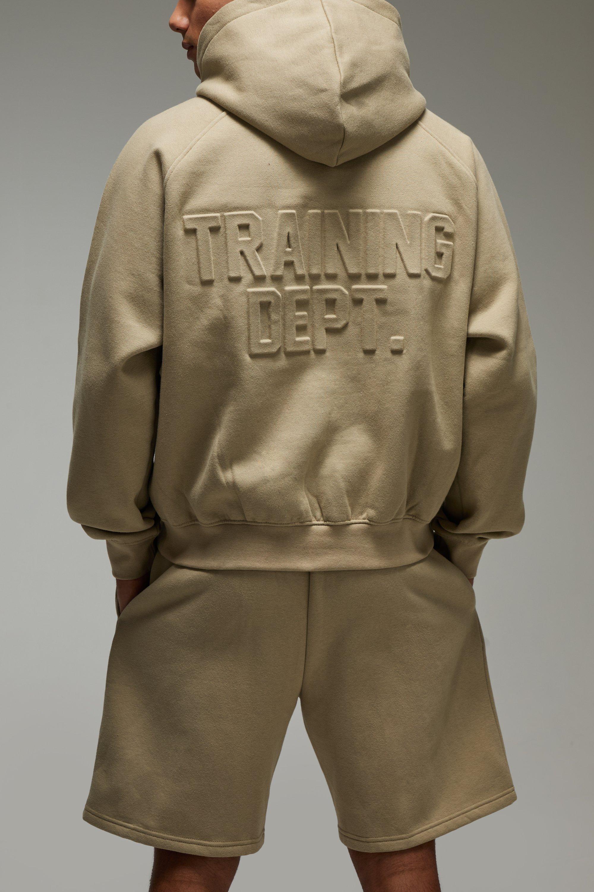 Man Active Training Dept Boxy Embossed Short Tracksuit | boohooMAN UK