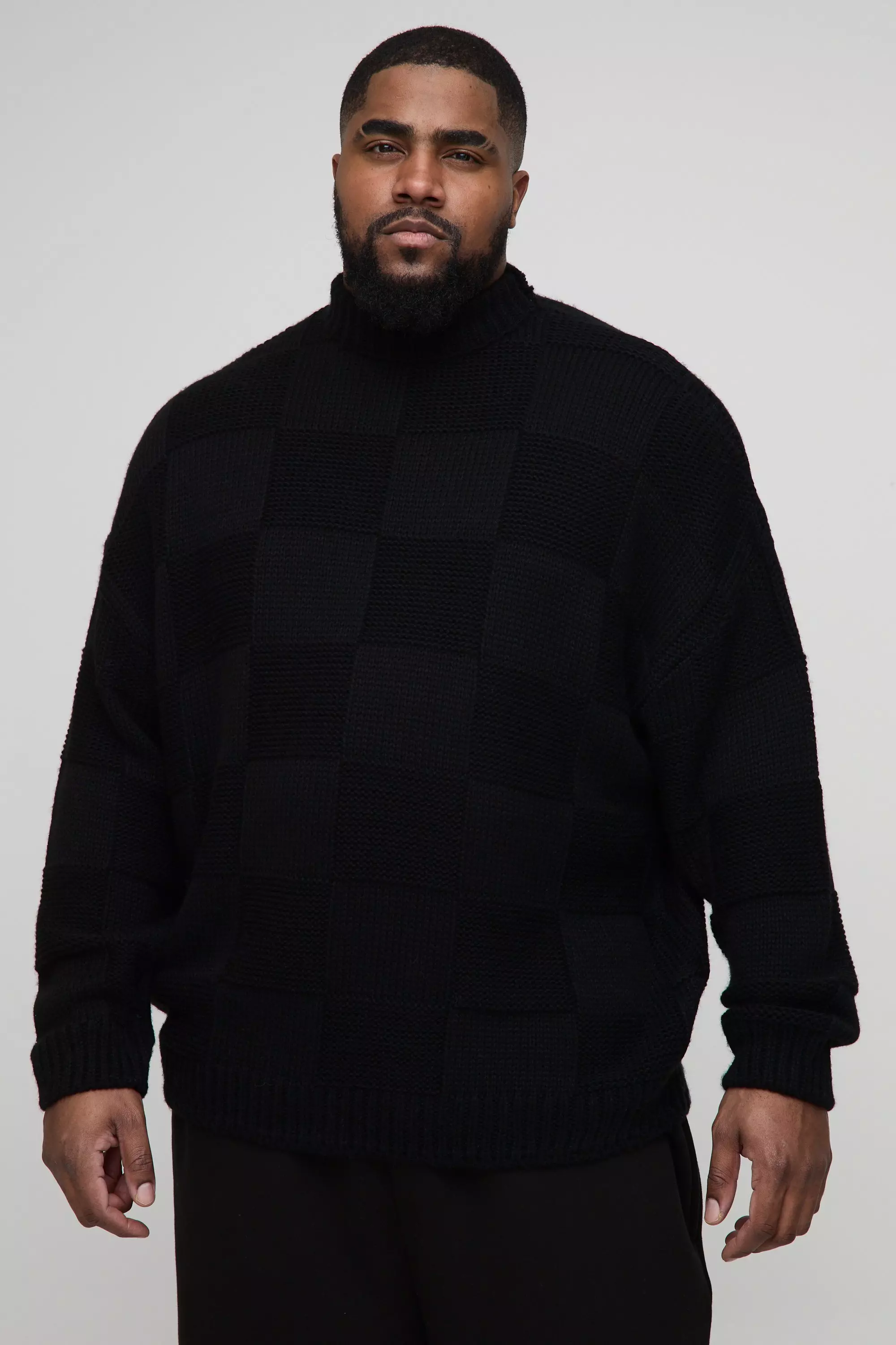 Grande taille - Pull oversize à col cheminée, Black autre image