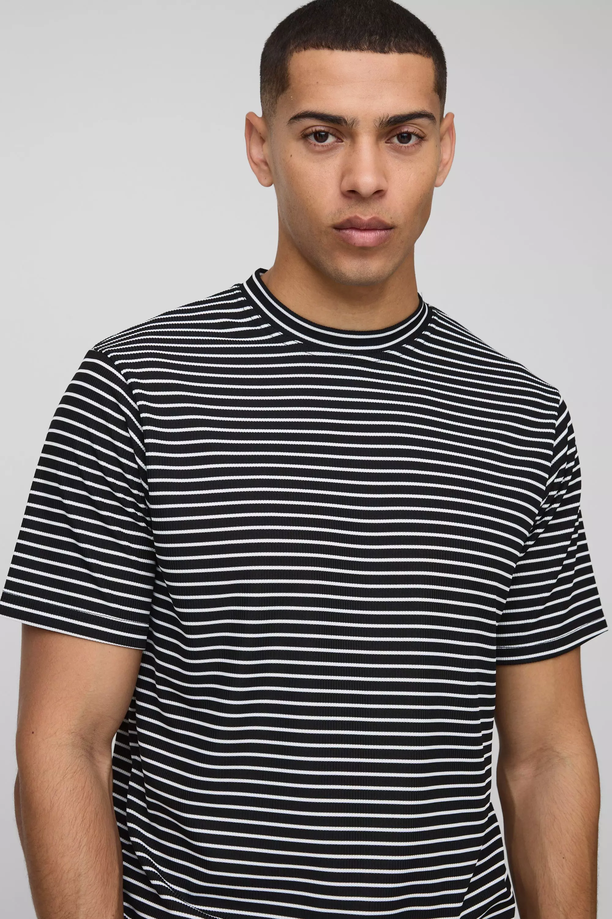 Regular Fit Stripe T-Shirt | boohooMAN USA