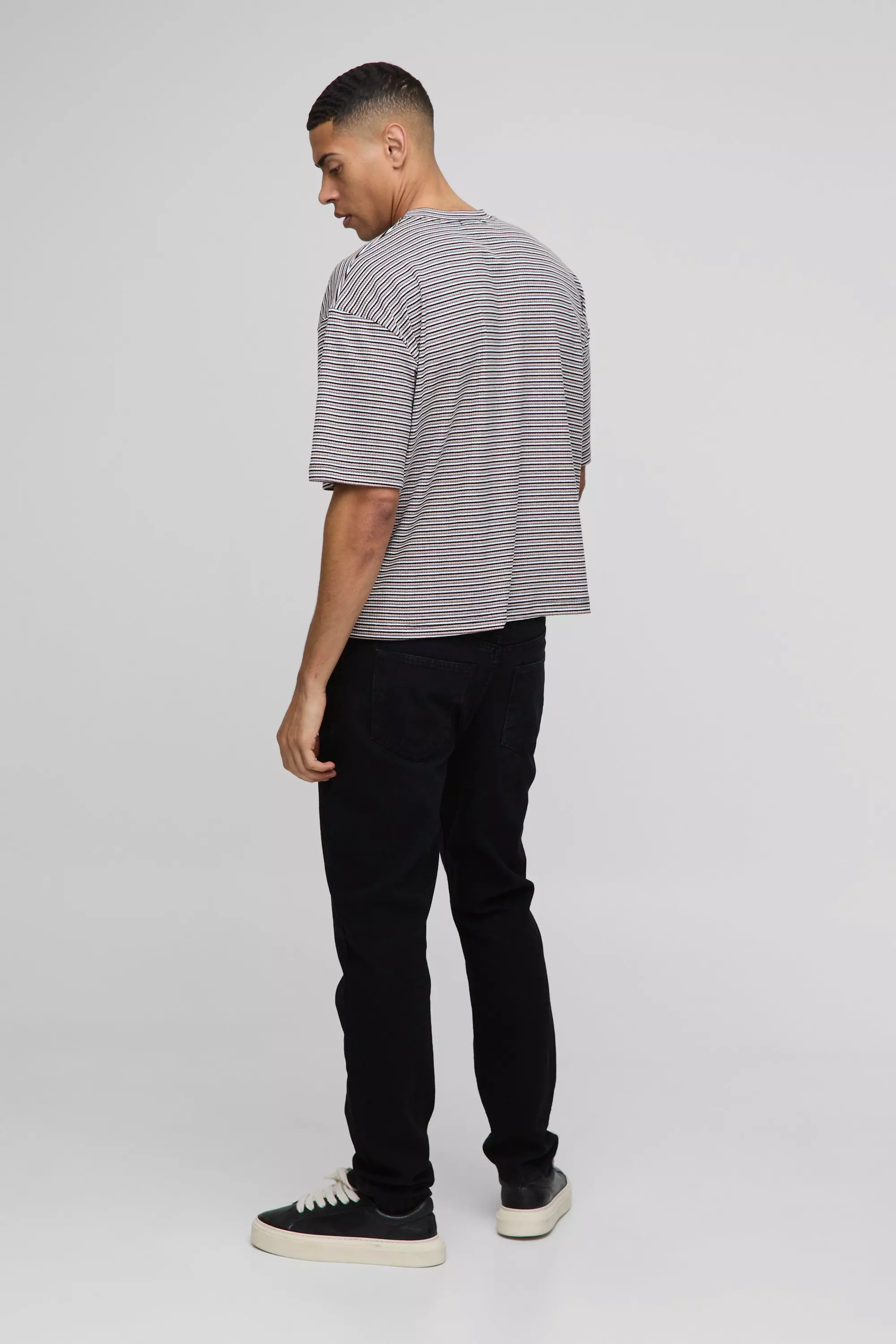 Mustard Oversized Boxy Rib Stripe T-Shirt alternative image