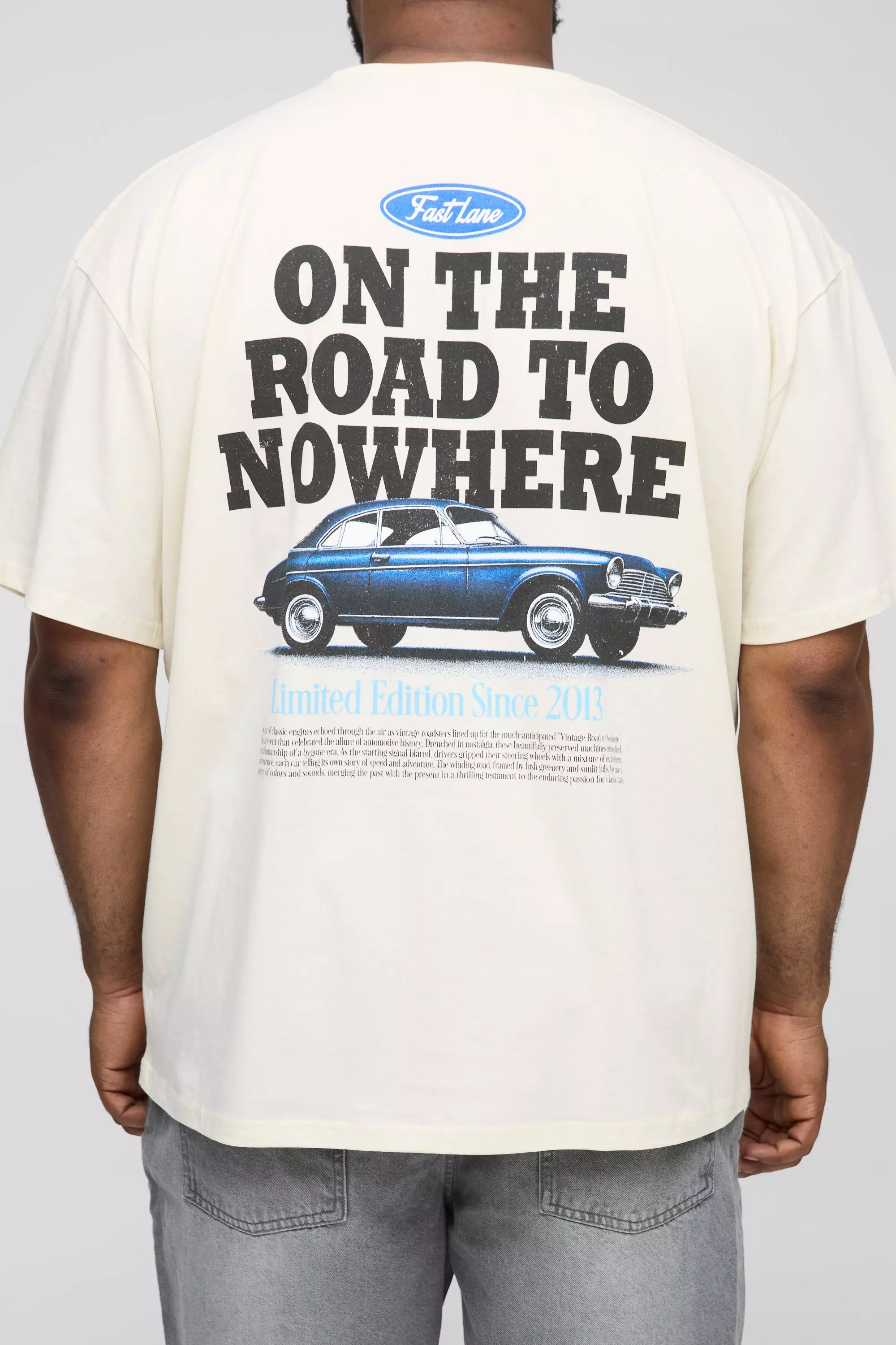 Grande taille - T-shirt oversize à imprimé voiture, Ecru autre image