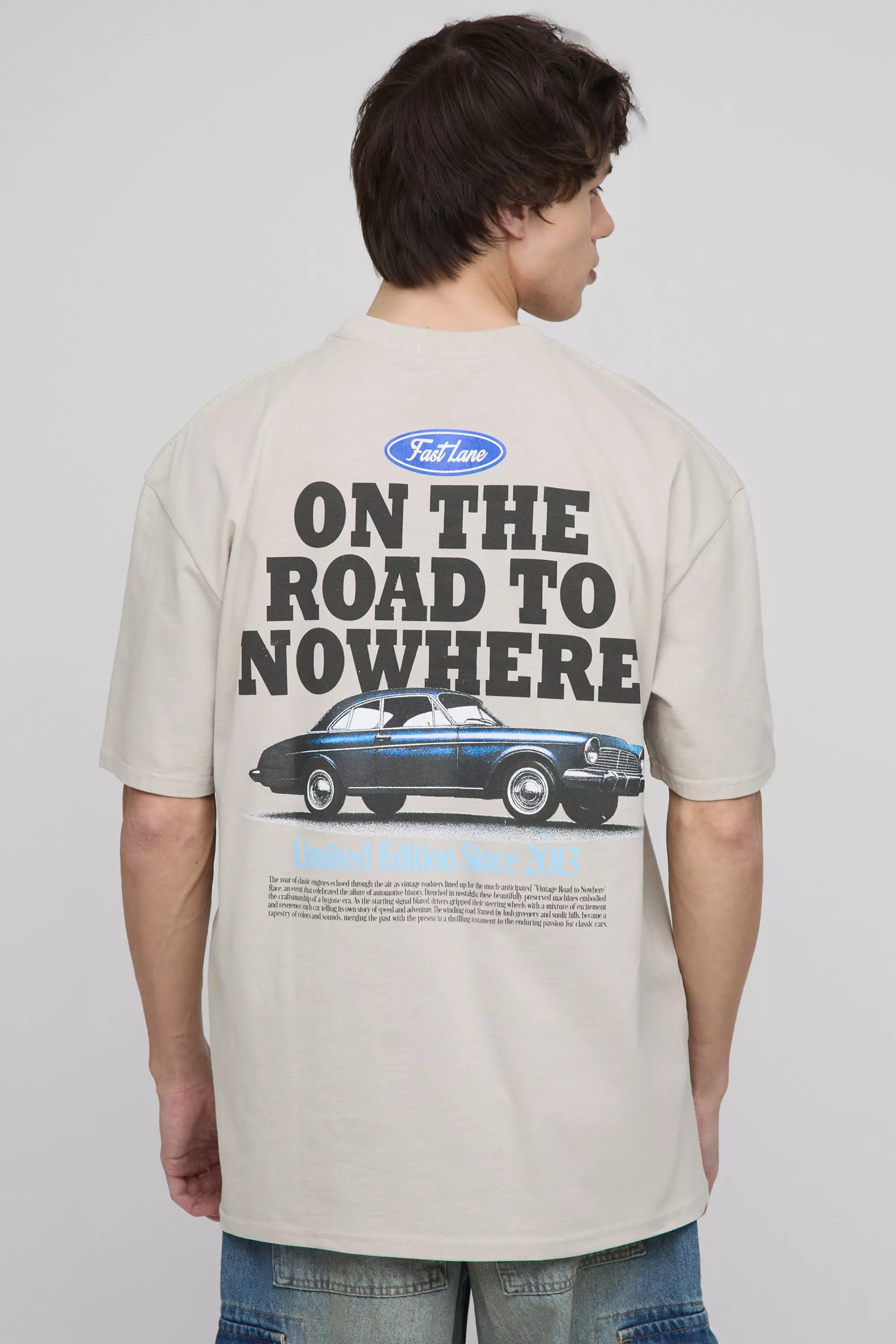 Stone Tall Car Graphic Oversized T-Shirt alternative image
