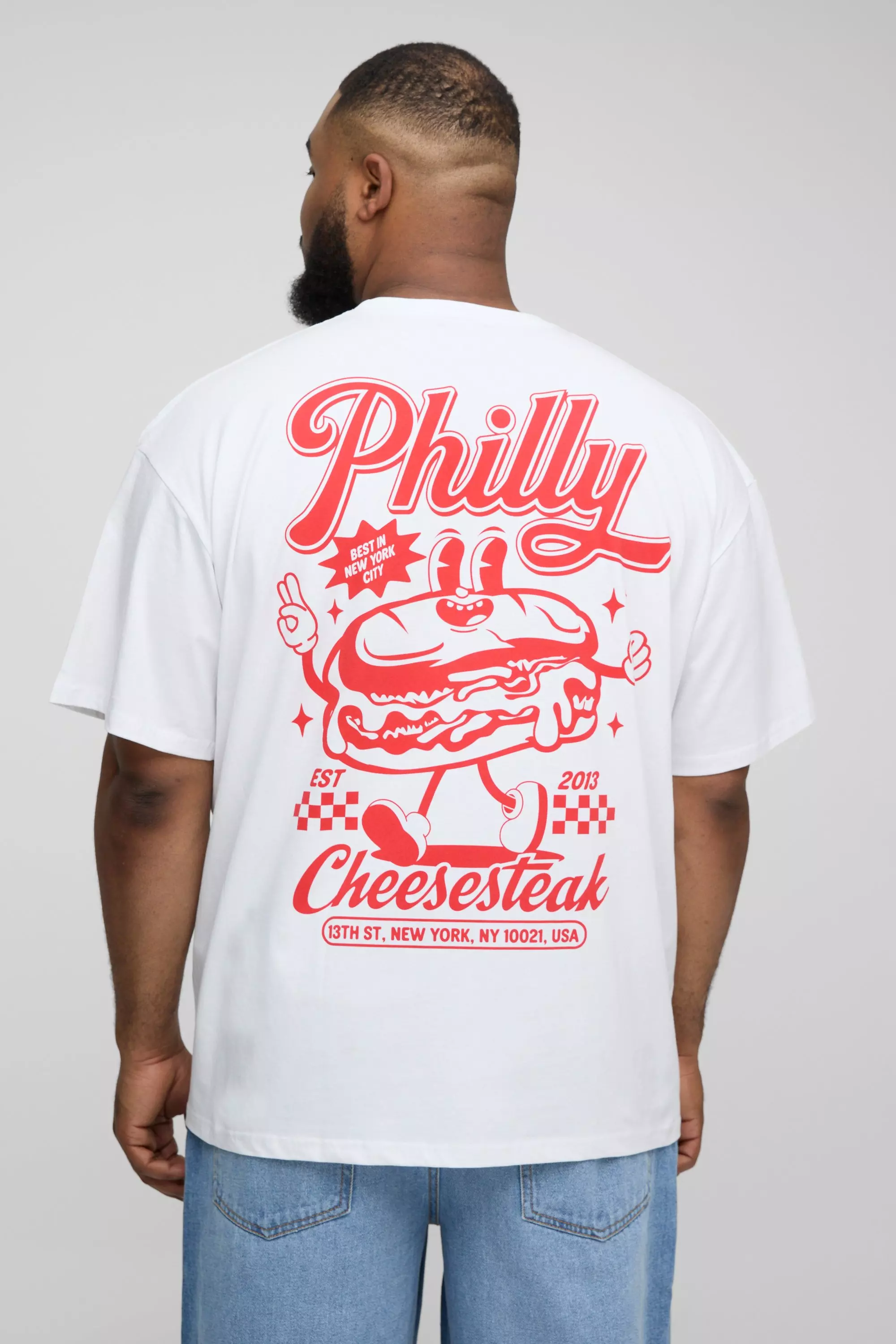 White Plus Oversized T-Shirt Met Print alternatieve afbeelding