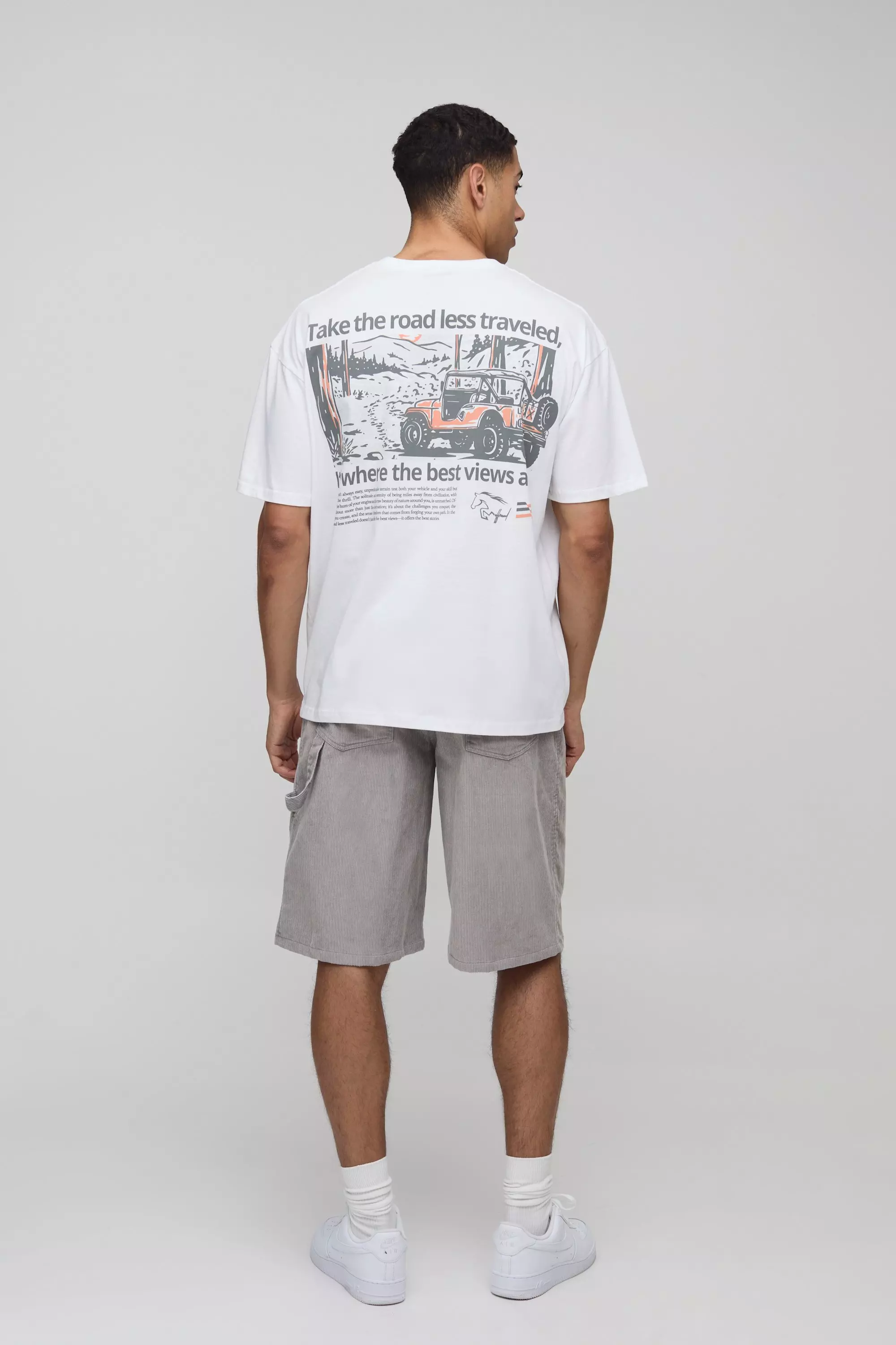 White Oversized Jeep Landscape T-Shirt alternative image