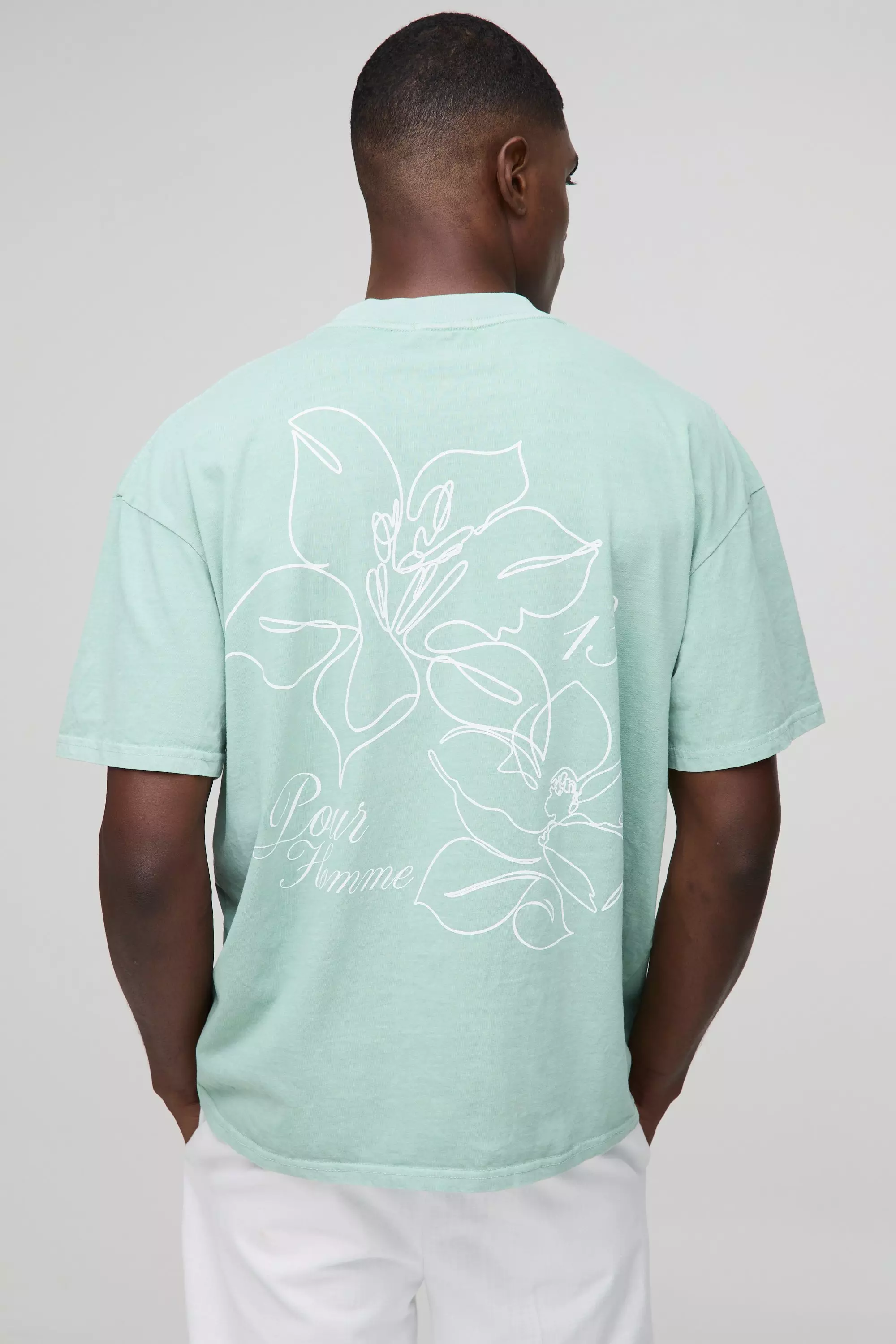 Oversize T-Shirt mit floralem Print, Sage alternatives Bild