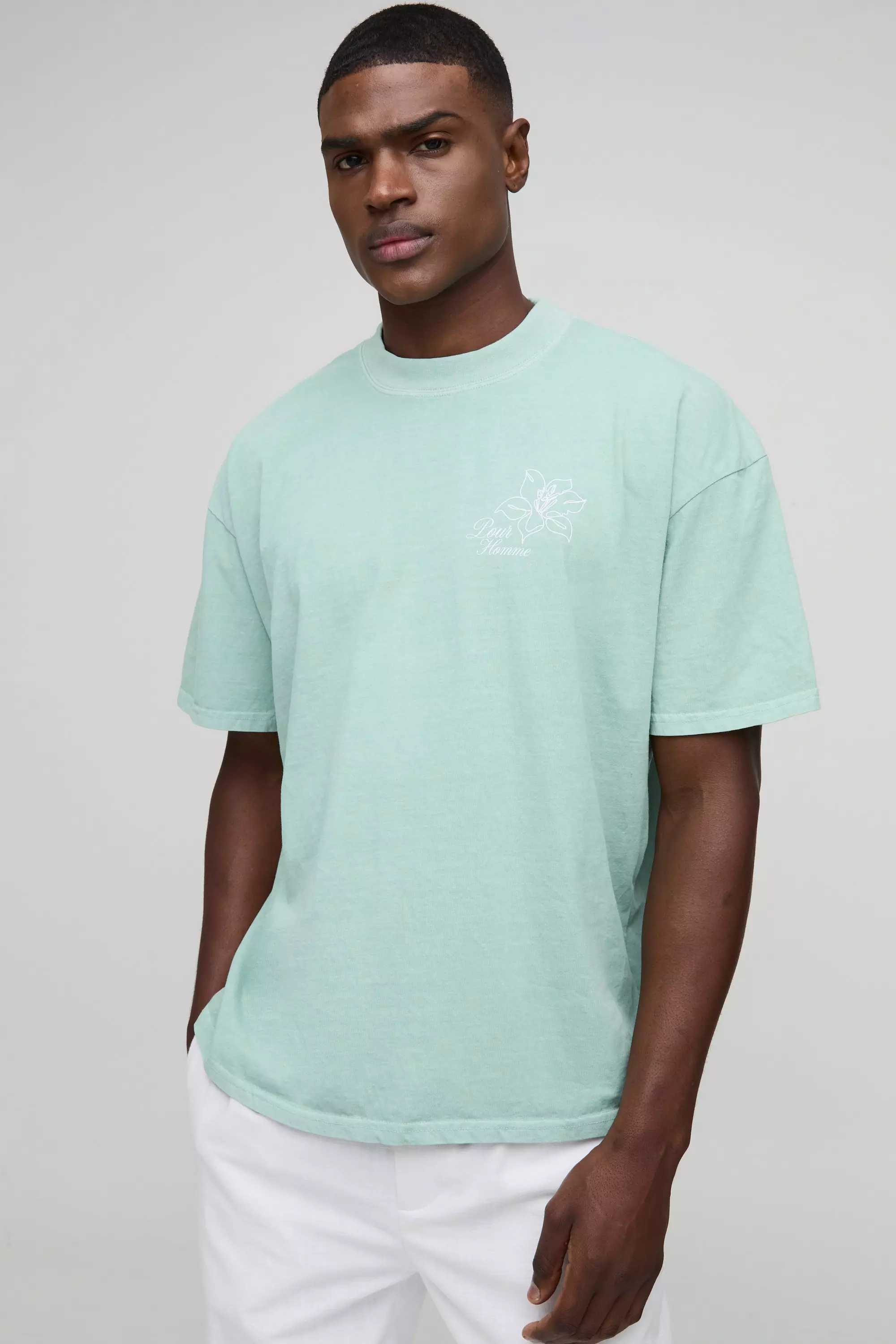 Oversize T-Shirt mit floralem Print, Sage alternatives Bild