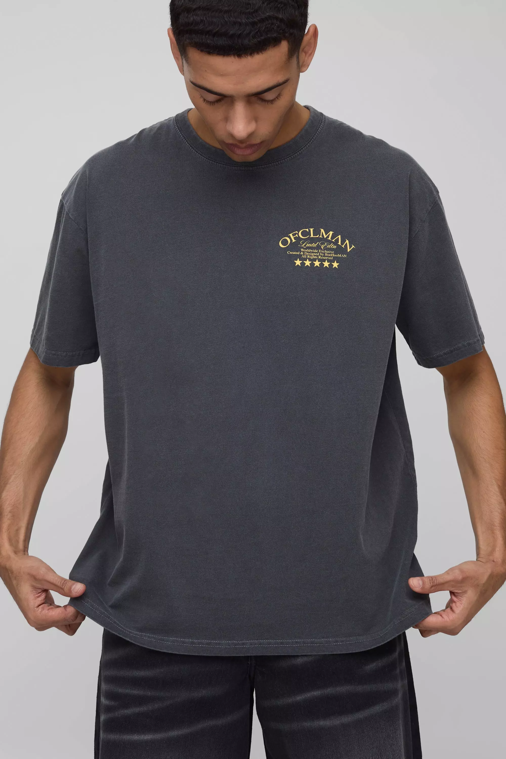 T-Shirt Oversize Saint Tropez Slavata Con Palme, Charcoal immagine alternativa