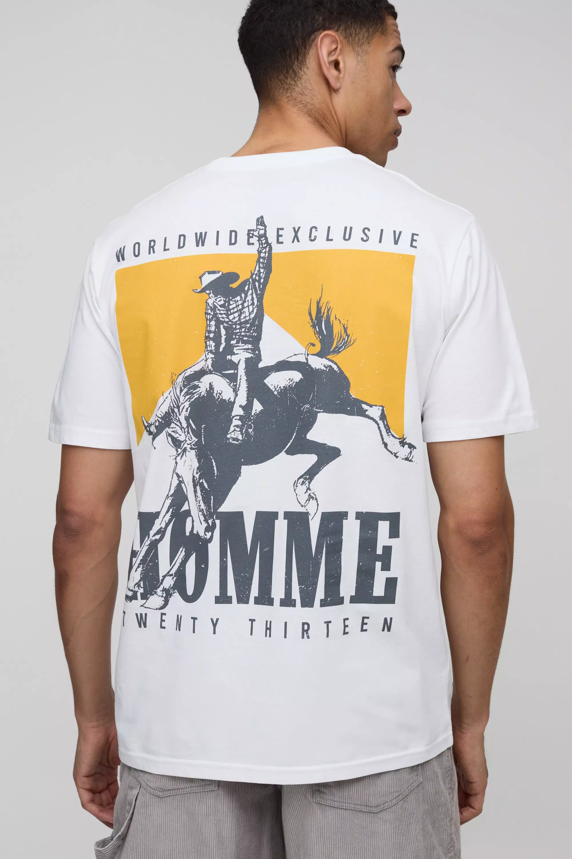 T-Shirt Homme Con Grafica Western, White immagine alternativa