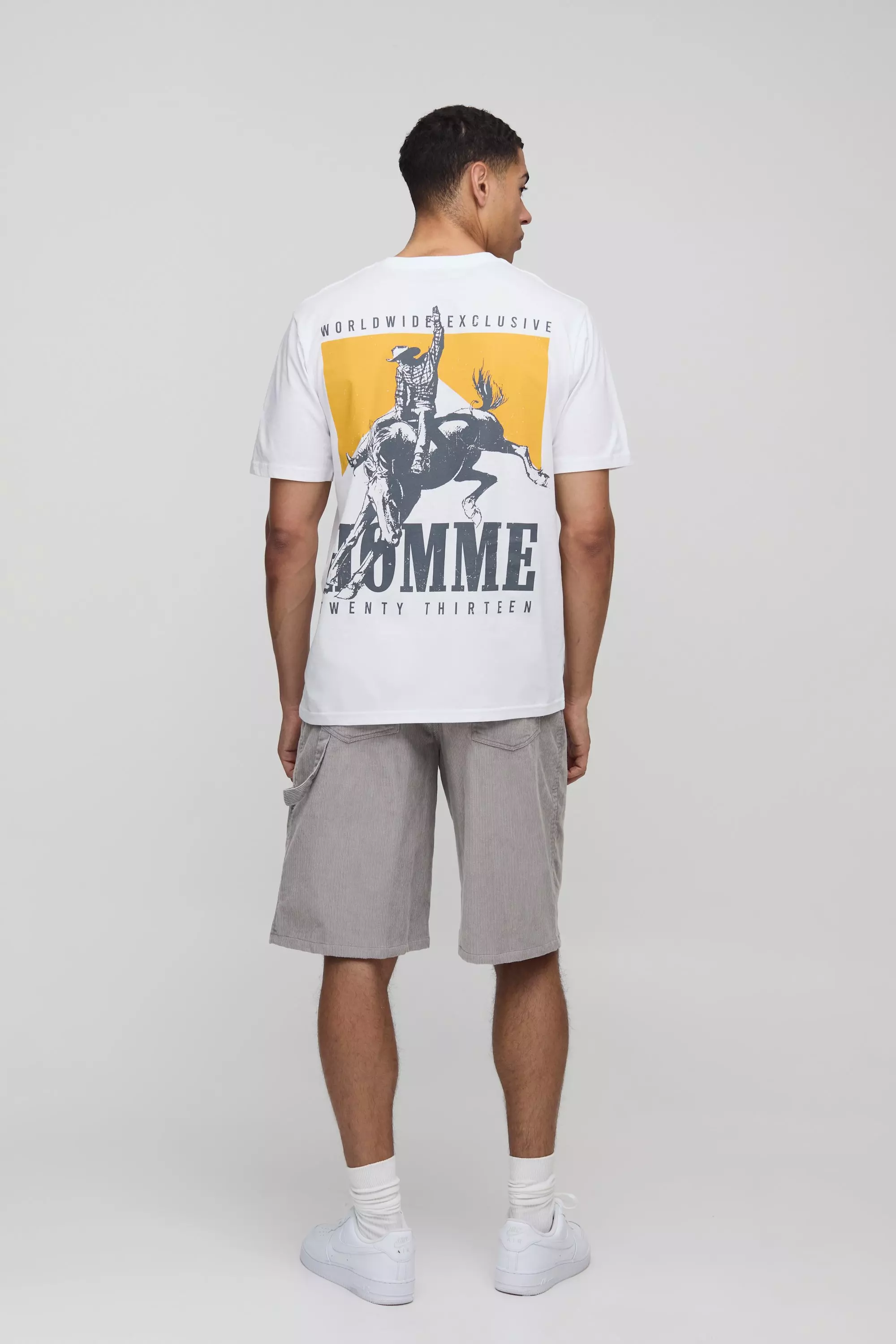 T-Shirt Homme Con Grafica Western, White immagine alternativa