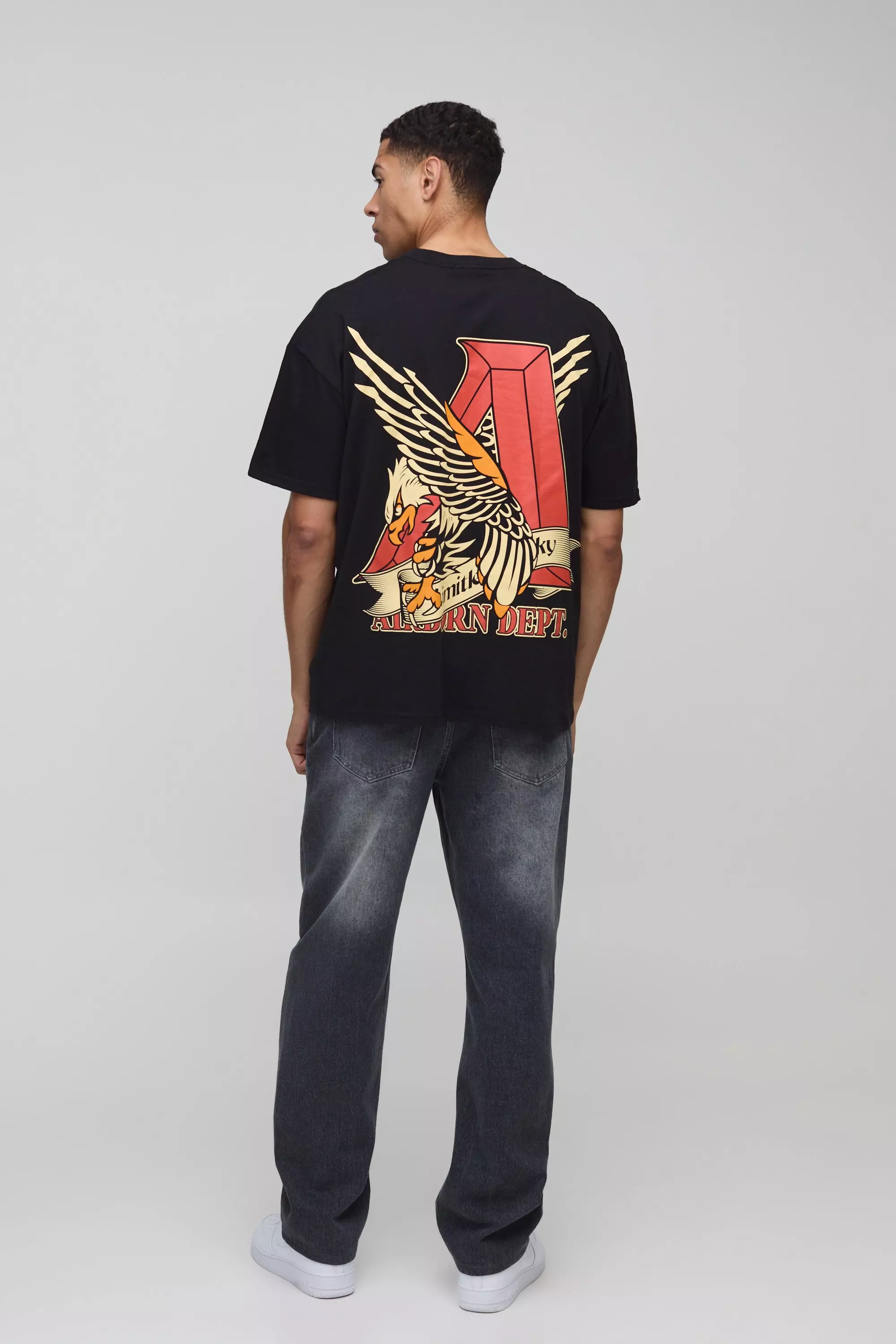 Black Oversized Airborn Department Vogel T-Shirt alternatieve afbeelding