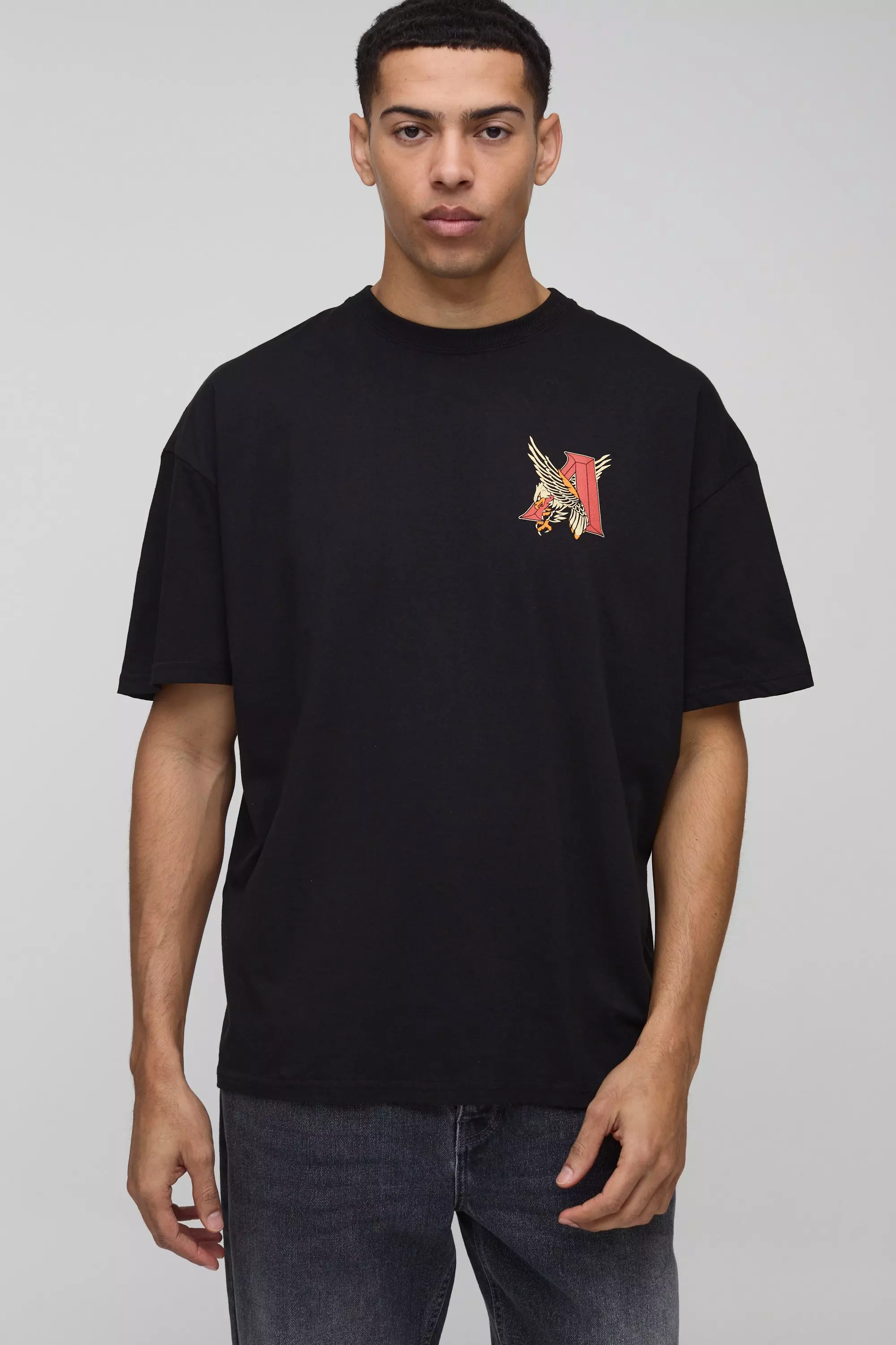 Black Oversized Airborn Department Vogel T-Shirt alternatieve afbeelding