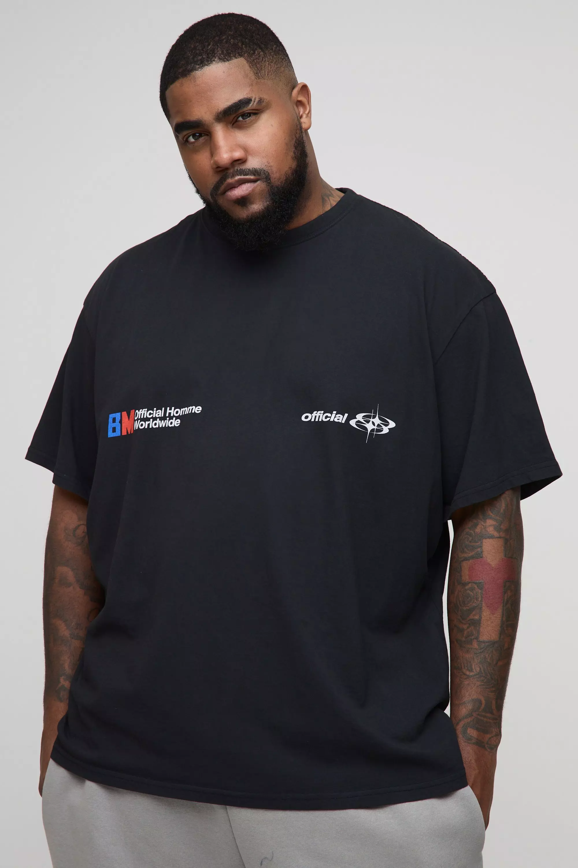 Grande taille - T-shirt oversize imprimé moto, Black autre image