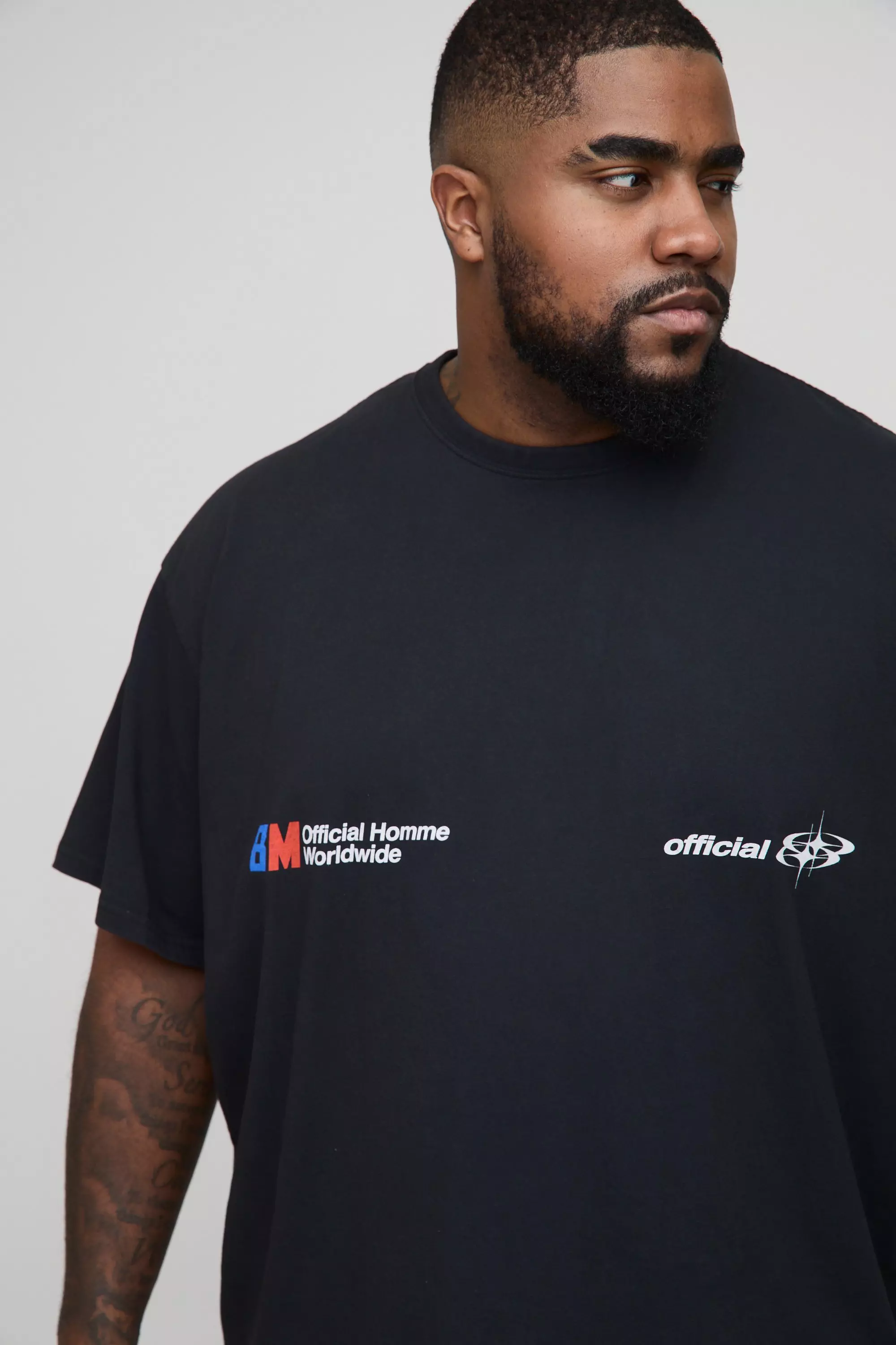Grande taille - T-shirt oversize imprimé moto, Black autre image
