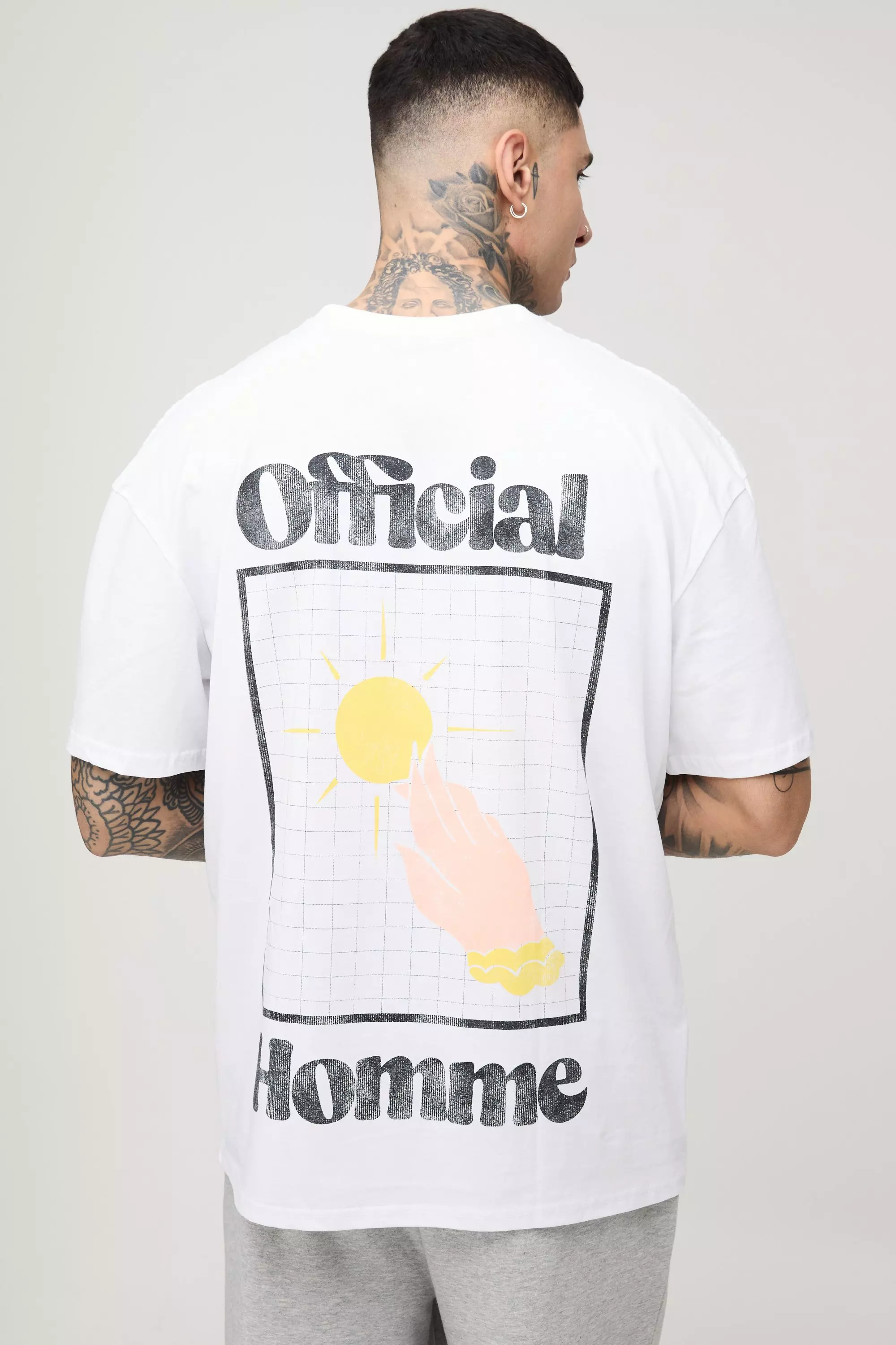 White Tall Oversized Official Homme Back Graphic T-Shirt alternative image