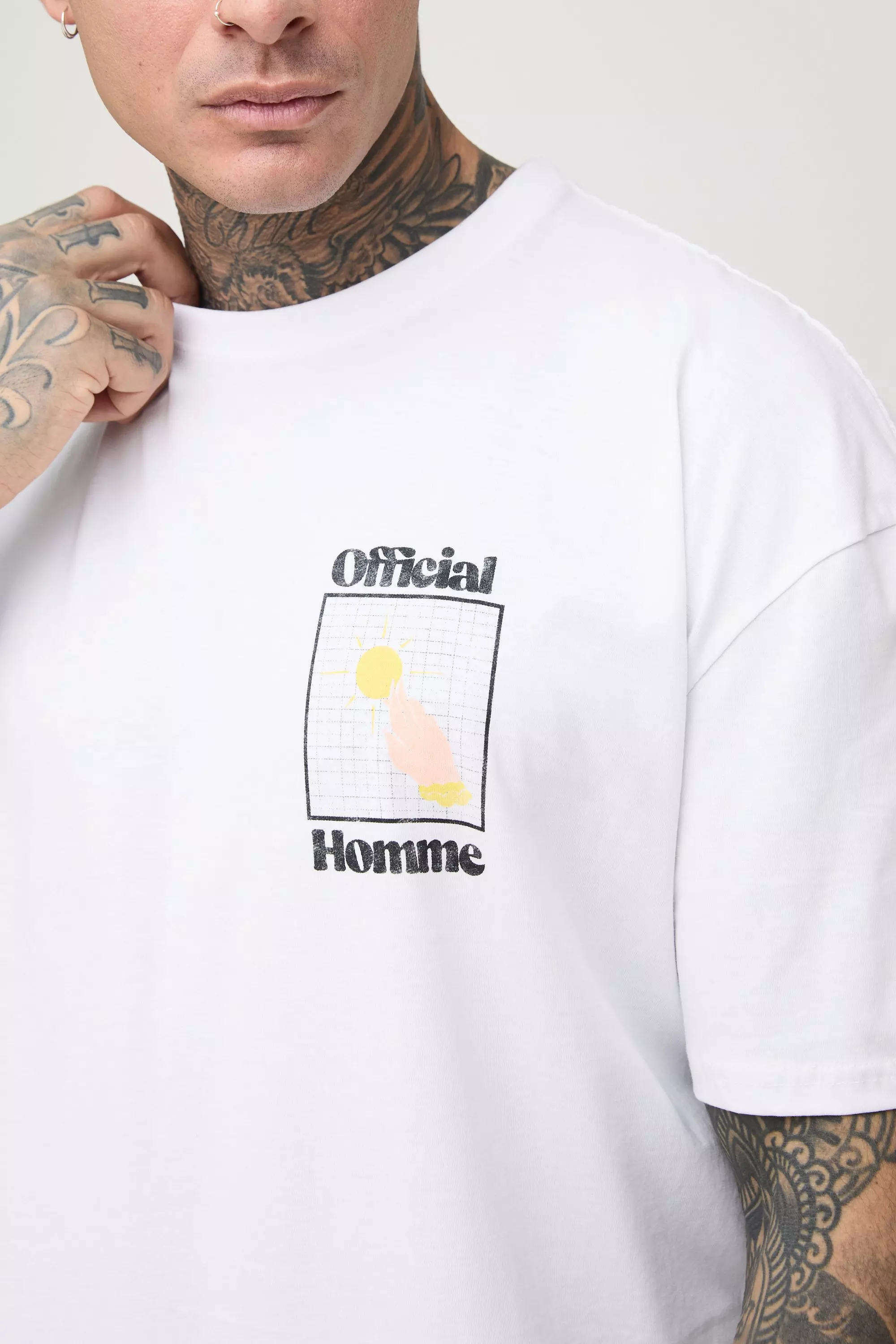 White Tall Oversized Official Homme Back Graphic T-Shirt alternative image