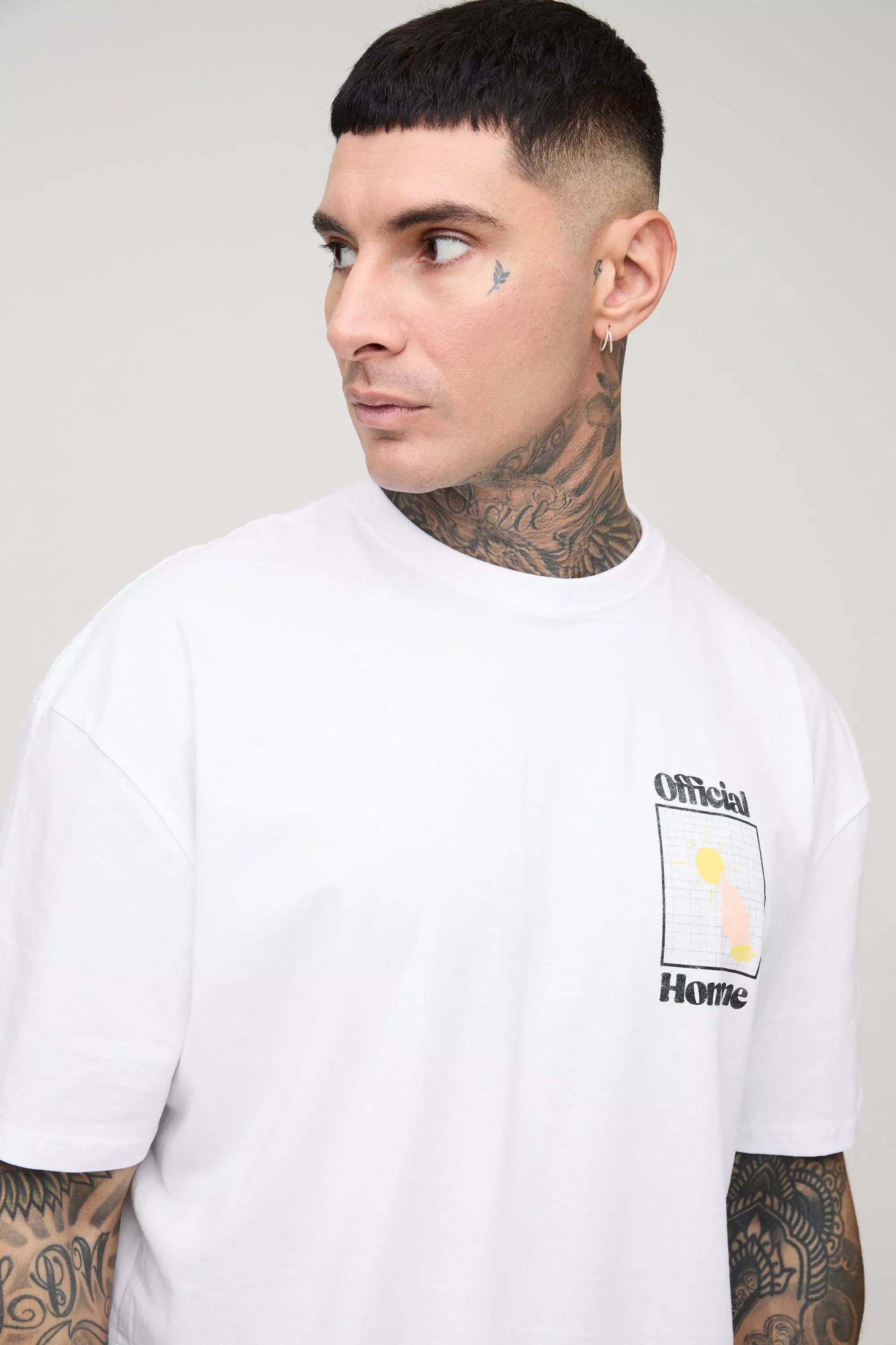 White Tall Oversized Official Homme Back Graphic T-Shirt alternative image