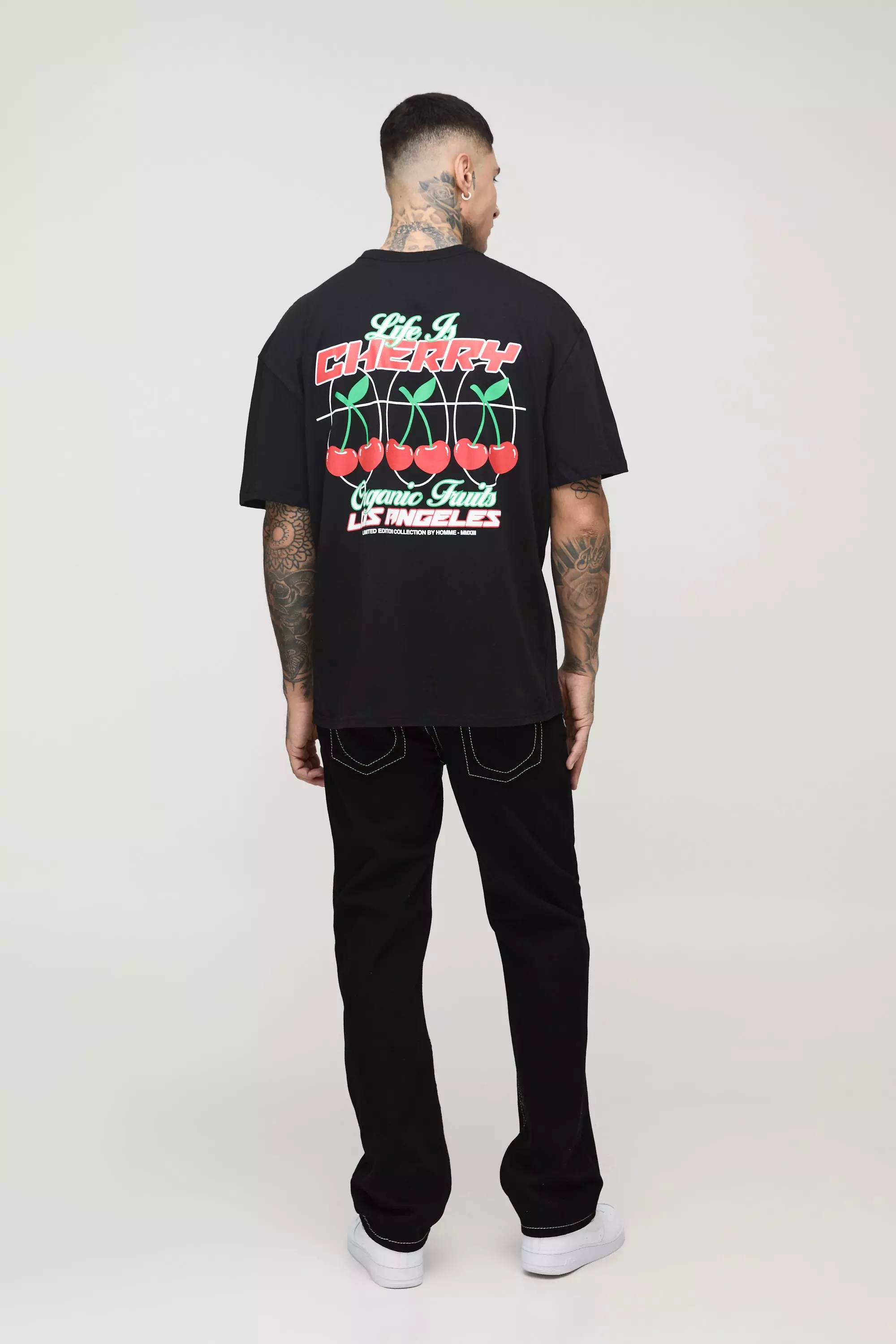 Black Tall Los Angeles Cherry Graphic Oversized T-Shirt alternative image