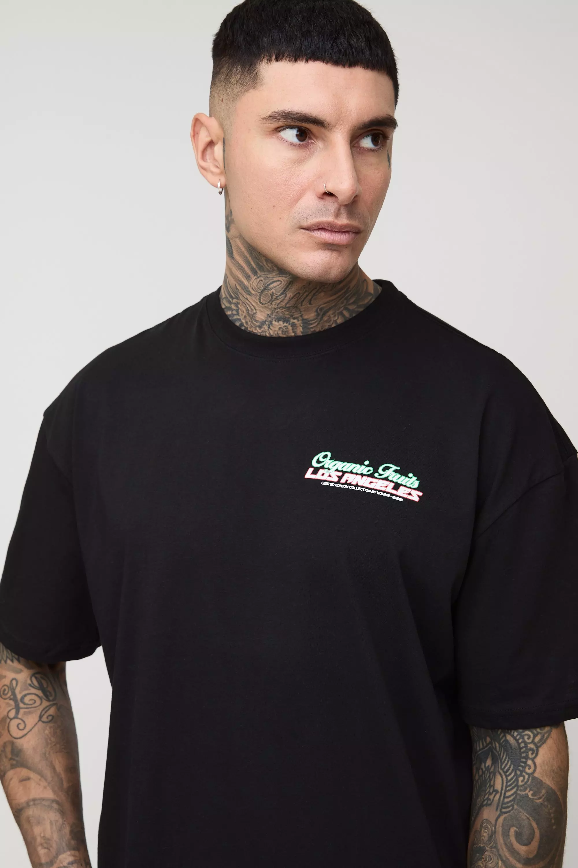 Black Tall Los Angeles Cherry Graphic Oversized T-Shirt alternative image