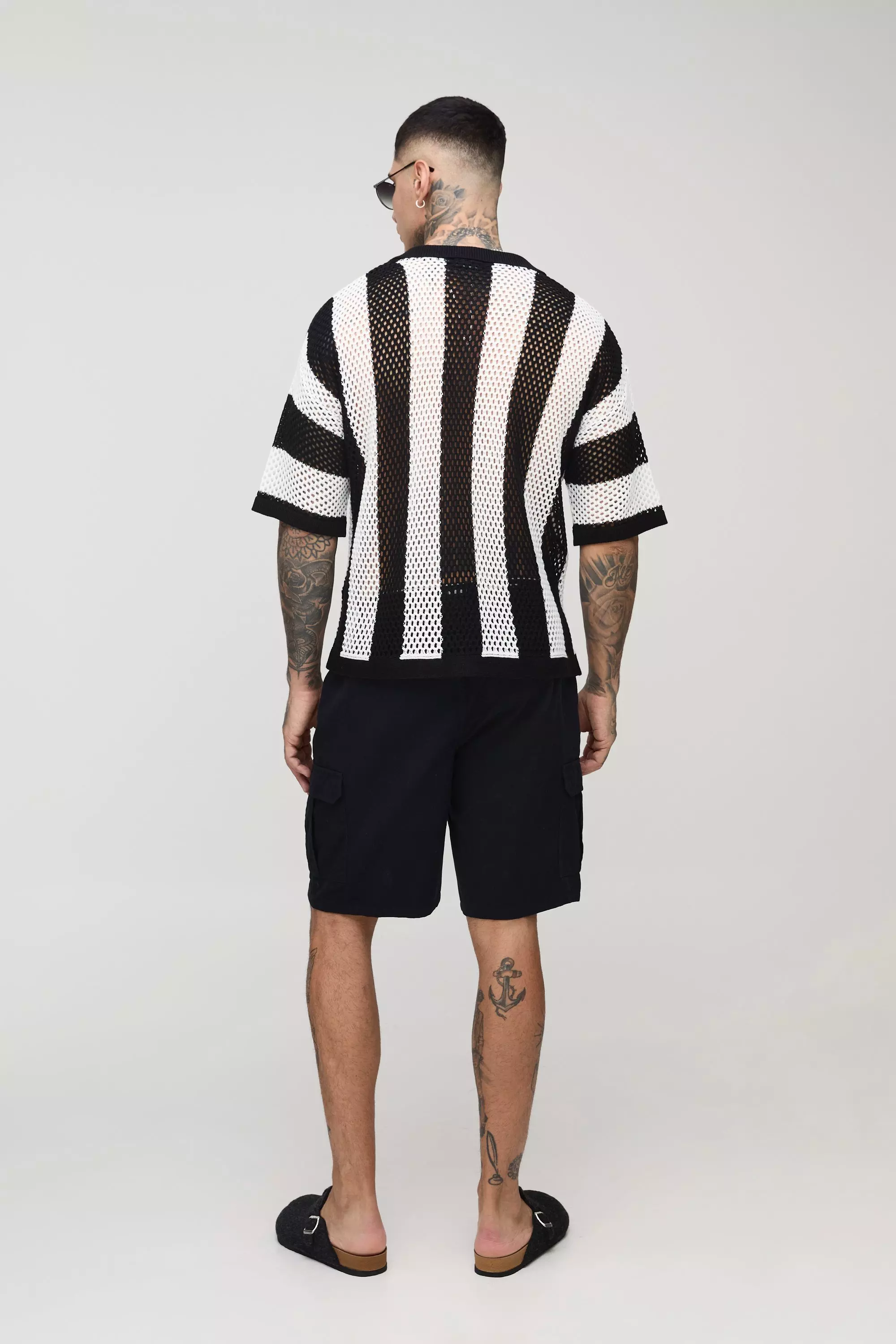 Ecru Tall Oversized Boxy Stripe Knit Polo alternative image
