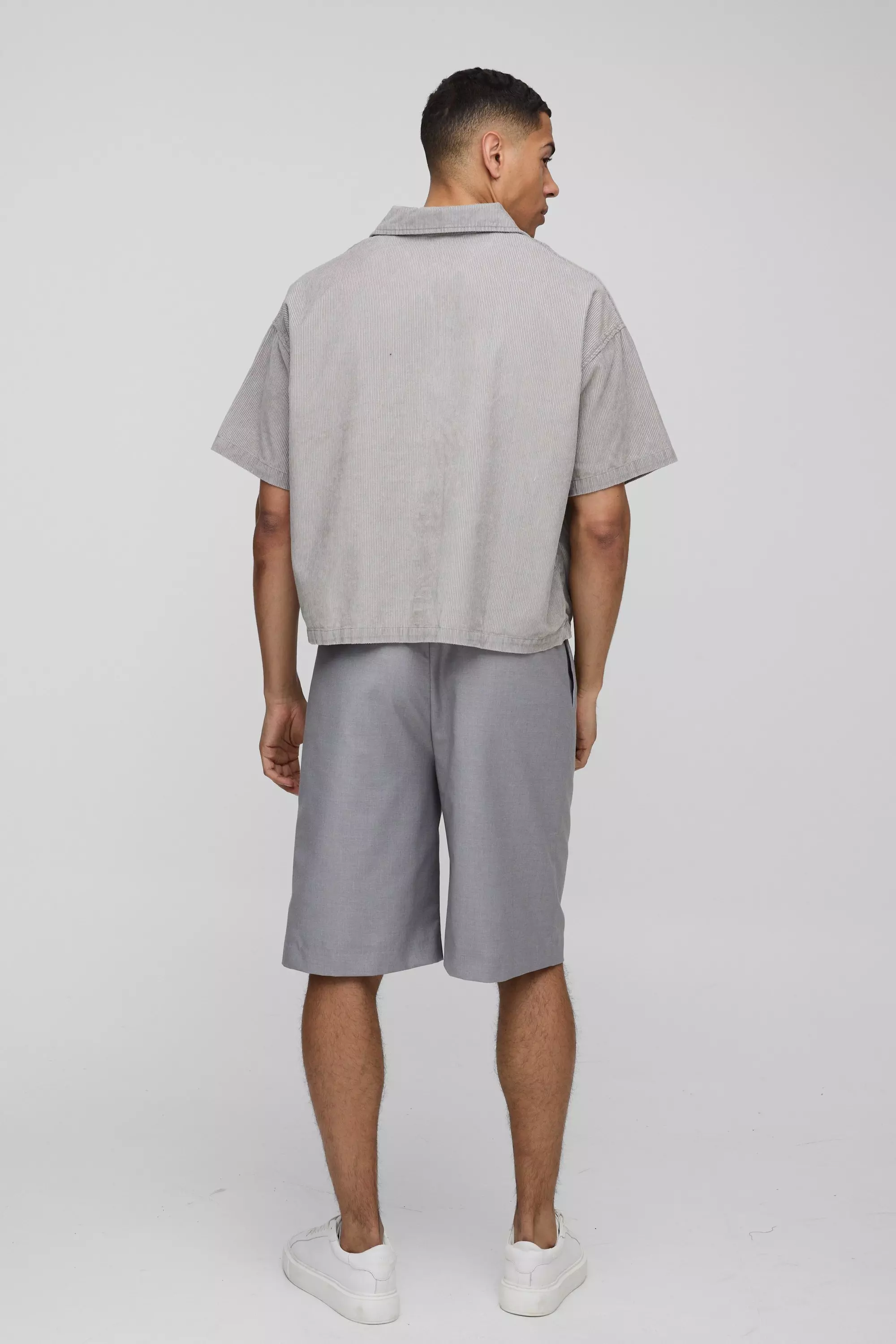 Oversized Boxy Acid Wash Corduroy Polo Shirt | boohooMAN USA