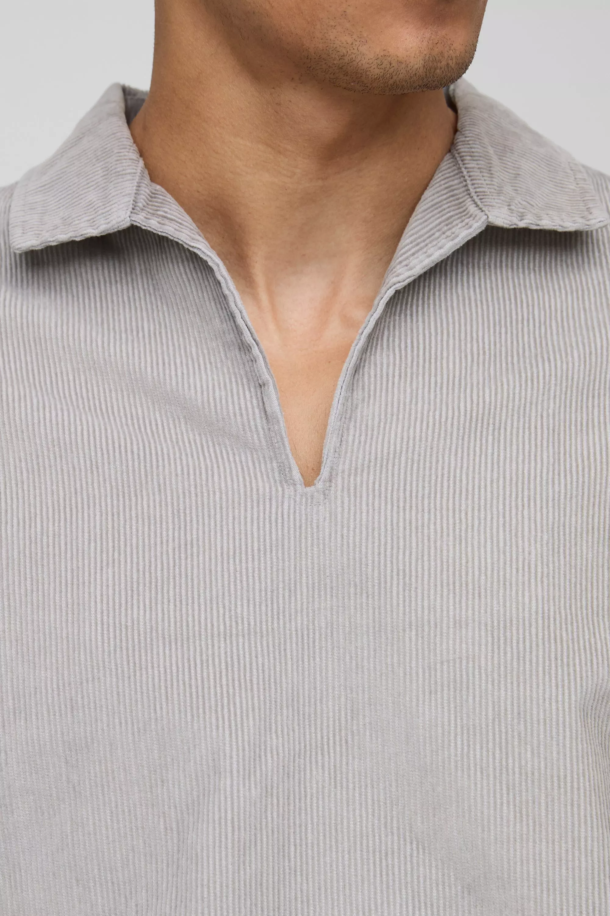 Oversized Boxy Acid Wash Corduroy Polo Shirt | boohooMAN USA