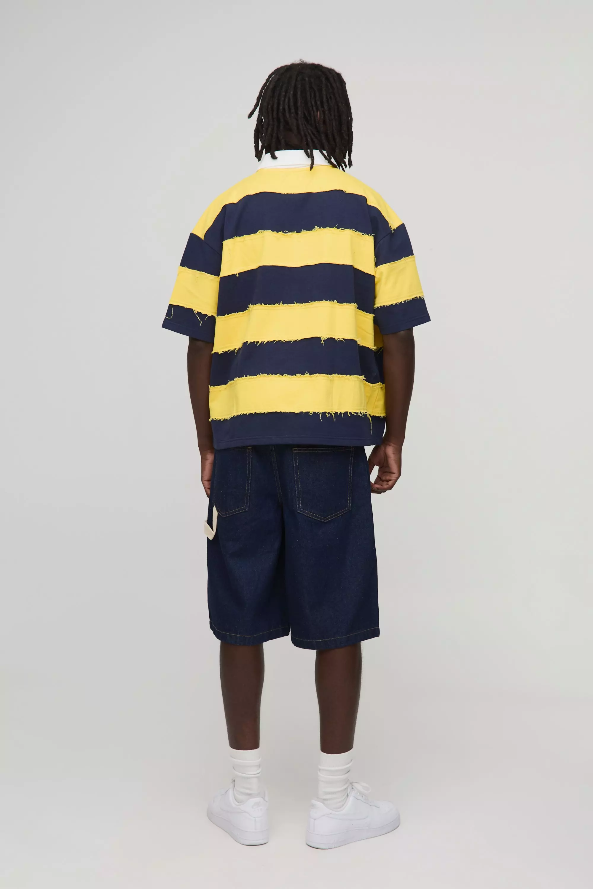 Oversized Boxy Distressed Short Sleeve Rugby Polo | boohooMAN USA