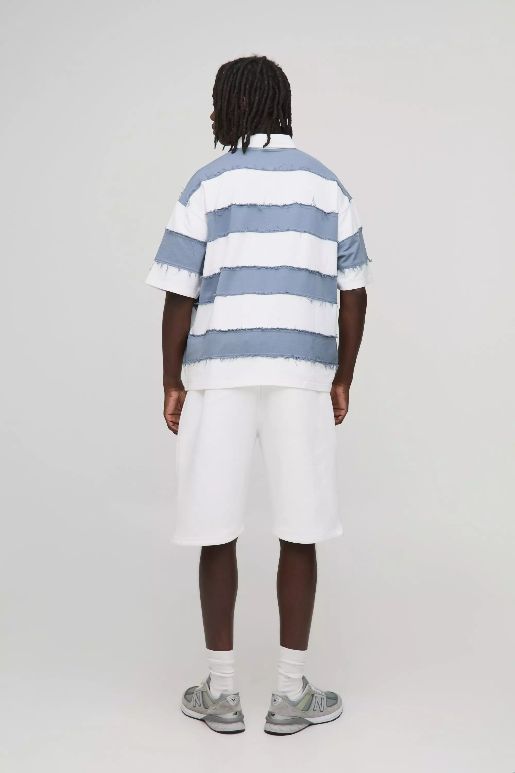 Oversized Boxy Distressed Short Sleeve Rugby Polo | boohooMAN USA