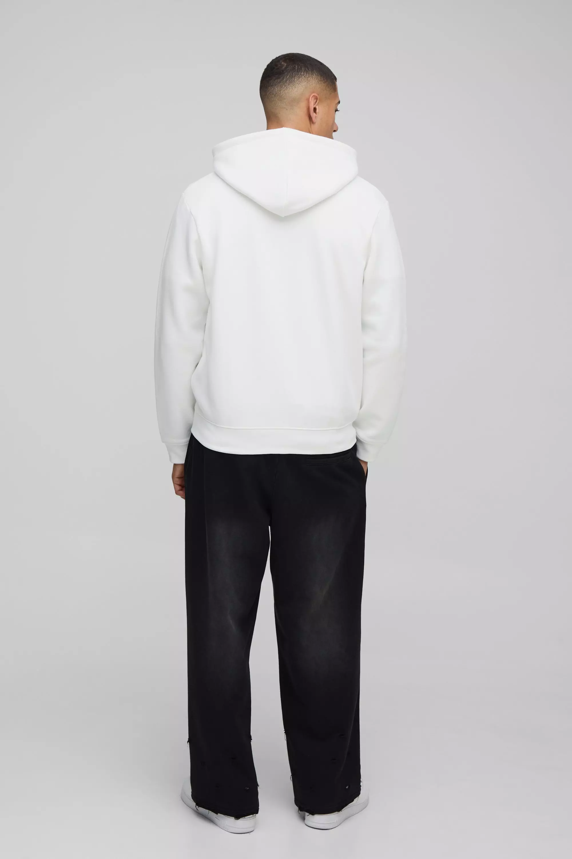 Hoodie mit Man Script und Reißverschluss, White alternatives Bild